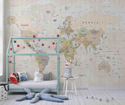 3D World Map Wall Mural Wallpaper LQH 619- Jess Art Decoration