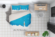 3D Rocket Launch Blue Sky Quilt Cover Set Bedding Set Duvet Cover Pillowcases 146- Jess Art Decoration