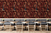 Vintage Bird Red Floral Leaves Plant Pattern Wall Mural Wallpaper LXL- Jess Art Decoration