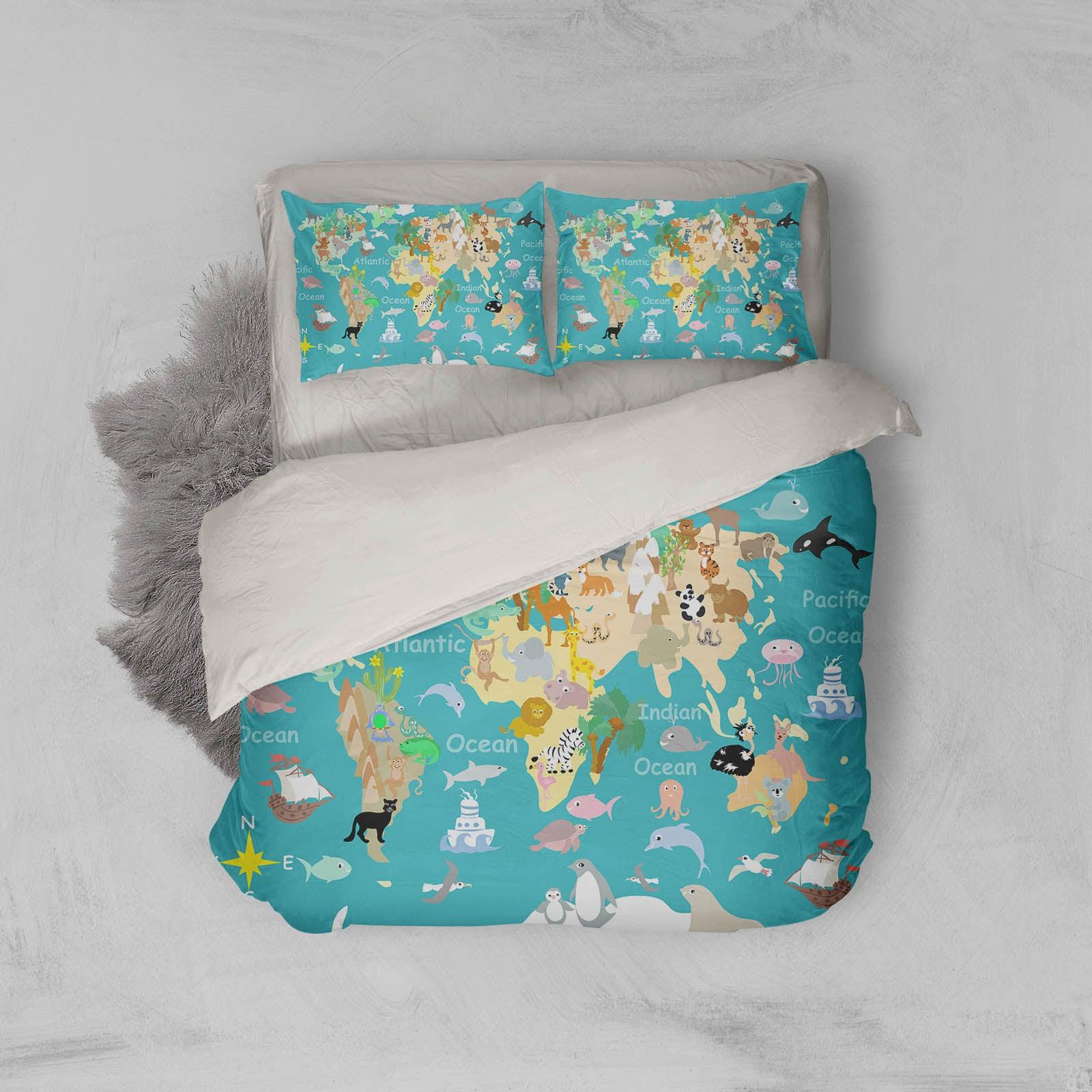 3D Green World Map Quilt Cover Set Bedding Set Pillowcases 250- Jess Art Decoration