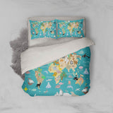3D Green World Map Quilt Cover Set Bedding Set Pillowcases 250- Jess Art Decoration