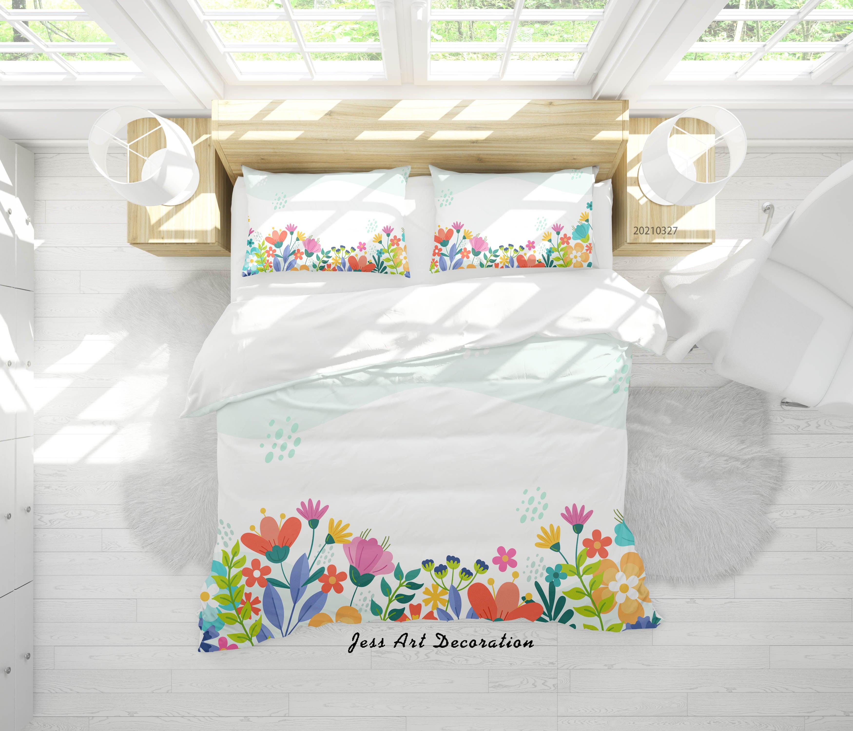 3D Watercolor Color Floral Quilt Cover Set Bedding Set Duvet Cover Pillowcases 29- Jess Art Decoration