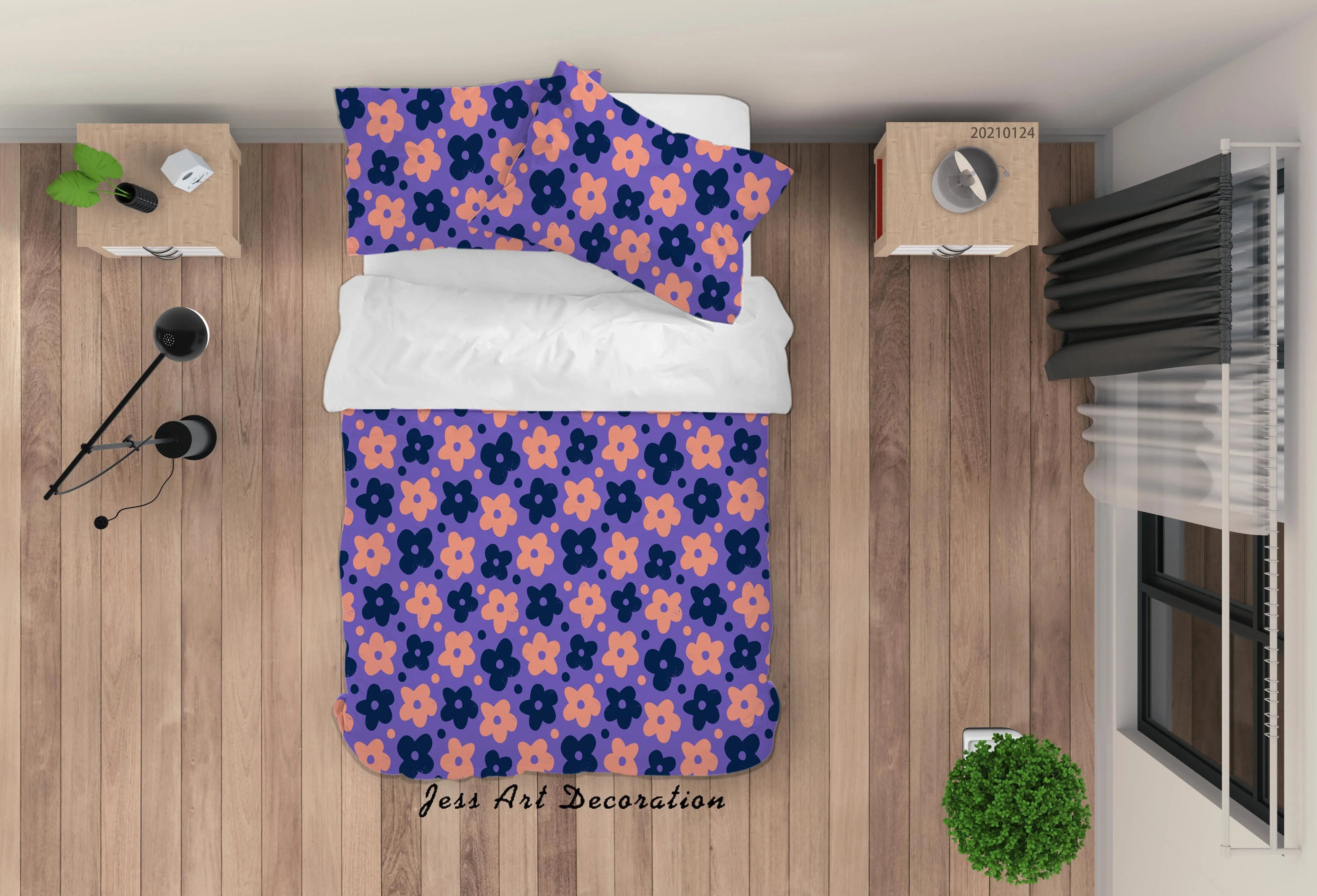 3D Hand Drawn Purple Floral Quilt Cover Set Bedding Set Duvet Cover Pillowcases 47- Jess Art Decoration
