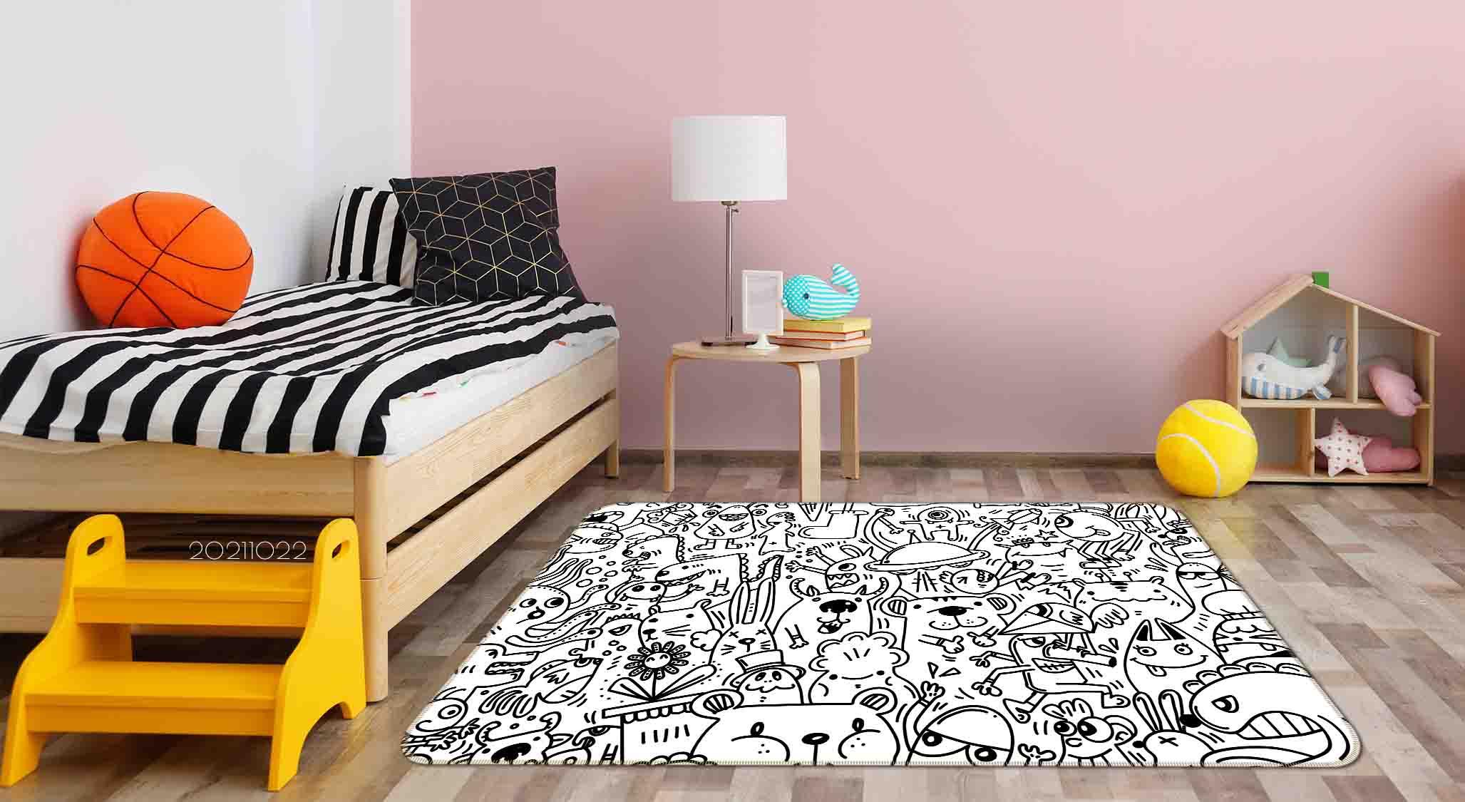 3D Abstract Monster Doodle Non-Slip Rug Mat 134- Jess Art Decoration