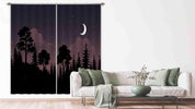 3D Night Sky Moon Forest Landscape Curtains and Drapes LQH 43- Jess Art Decoration