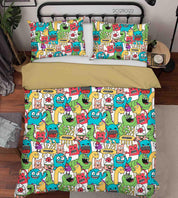 3D Abstract Color Monster Graffiti Quilt Cover Set Bedding Set Duvet Cover Pillowcases 22- Jess Art Decoration