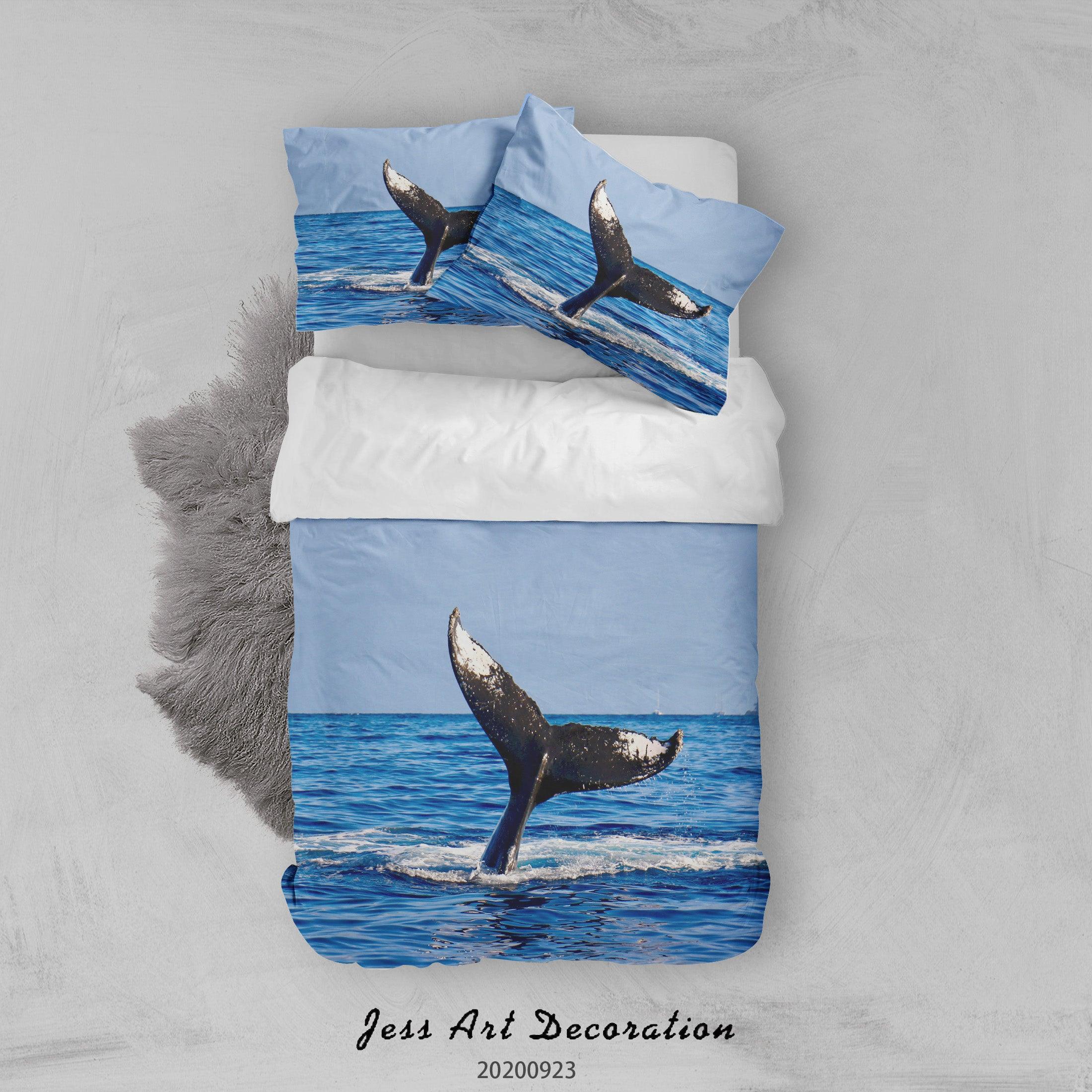 3D Nature Animal Whale Tail Quilt Cover Set Bedding Set Duvet Cover Pillowcases WJ 6301- Jess Art Decoration