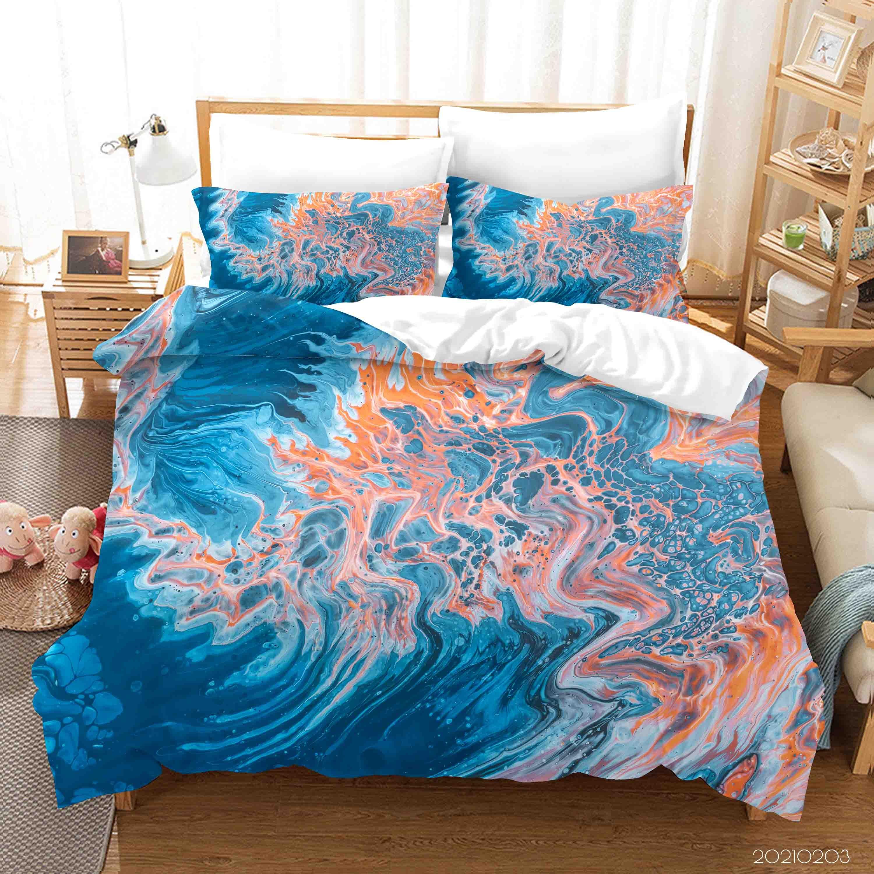 3D Abstract Blue Marble Texture Quilt Cover Set Bedding Set Duvet Cover Pillowcases 37- Jess Art Decoration