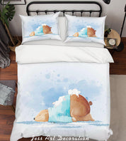 3D White Blue Bear Rabbit Quilt Cover Set Bedding Set Duvet Cover Pillowcases SF83- Jess Art Decoration