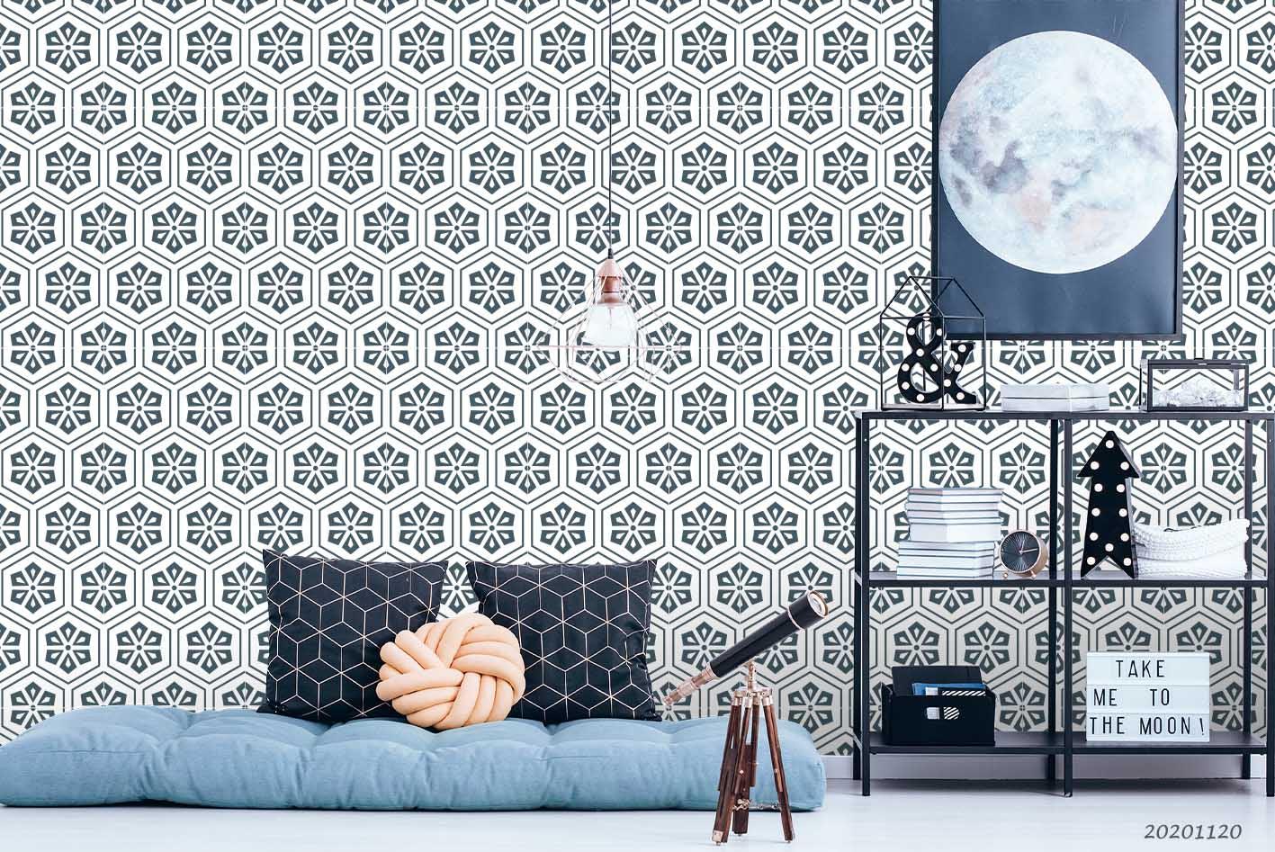 3D Vintage Blue Floral Pattern Wall Mural Wallpaper LXL- Jess Art Decoration