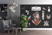 3D Barbershop Tool Turn Light Men Hairstyle Beard Wall Mural Wallpaper GD 2955- Jess Art Decoration