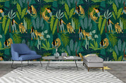 3D Leopard Green Leaf Woman Wall Mural Wallpaper 35- Jess Art Decoration
