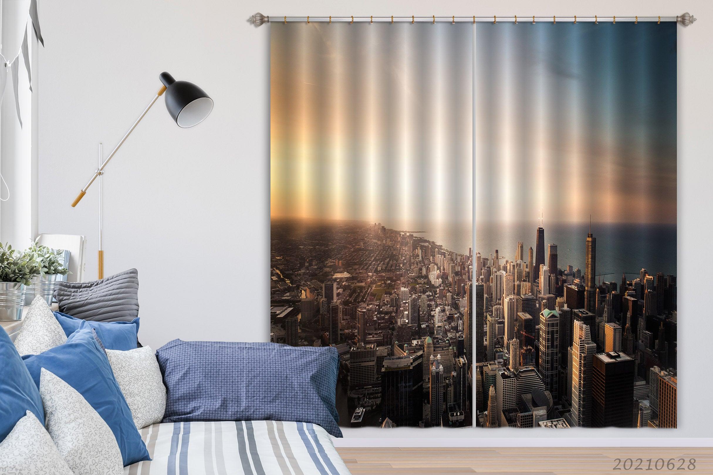 3D Sunset Sky City Architecture Curtains and Drapes LQH 120- Jess Art Decoration