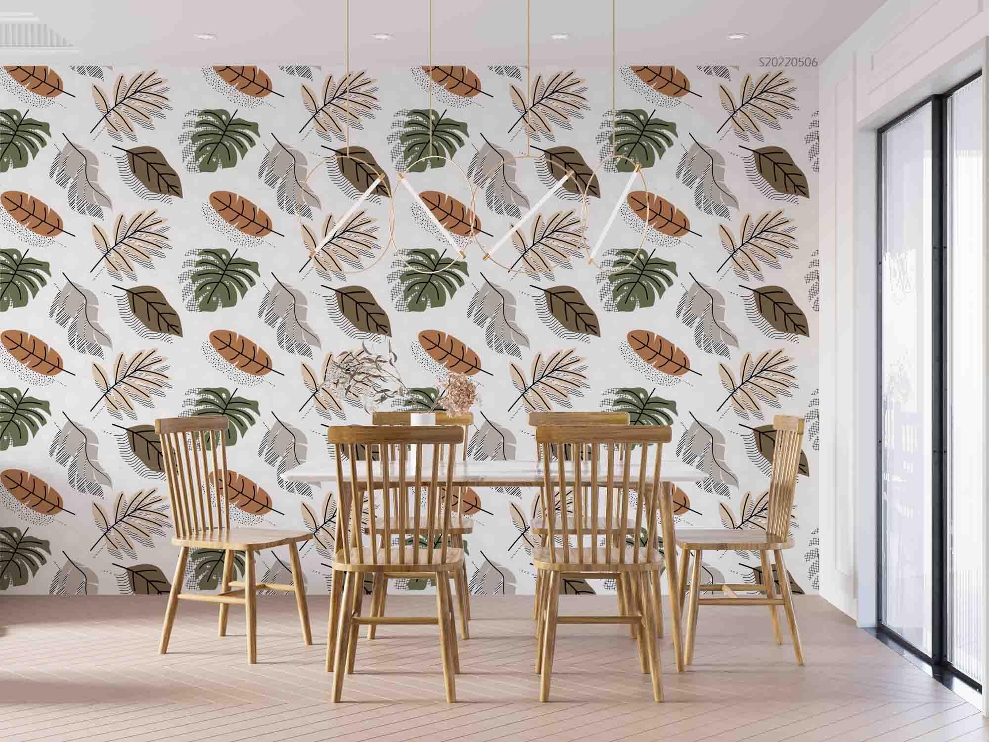 3D Abstract Tropical Leaves Pattern Wall Mural Wallpaper GD 4621- Jess Art Decoration