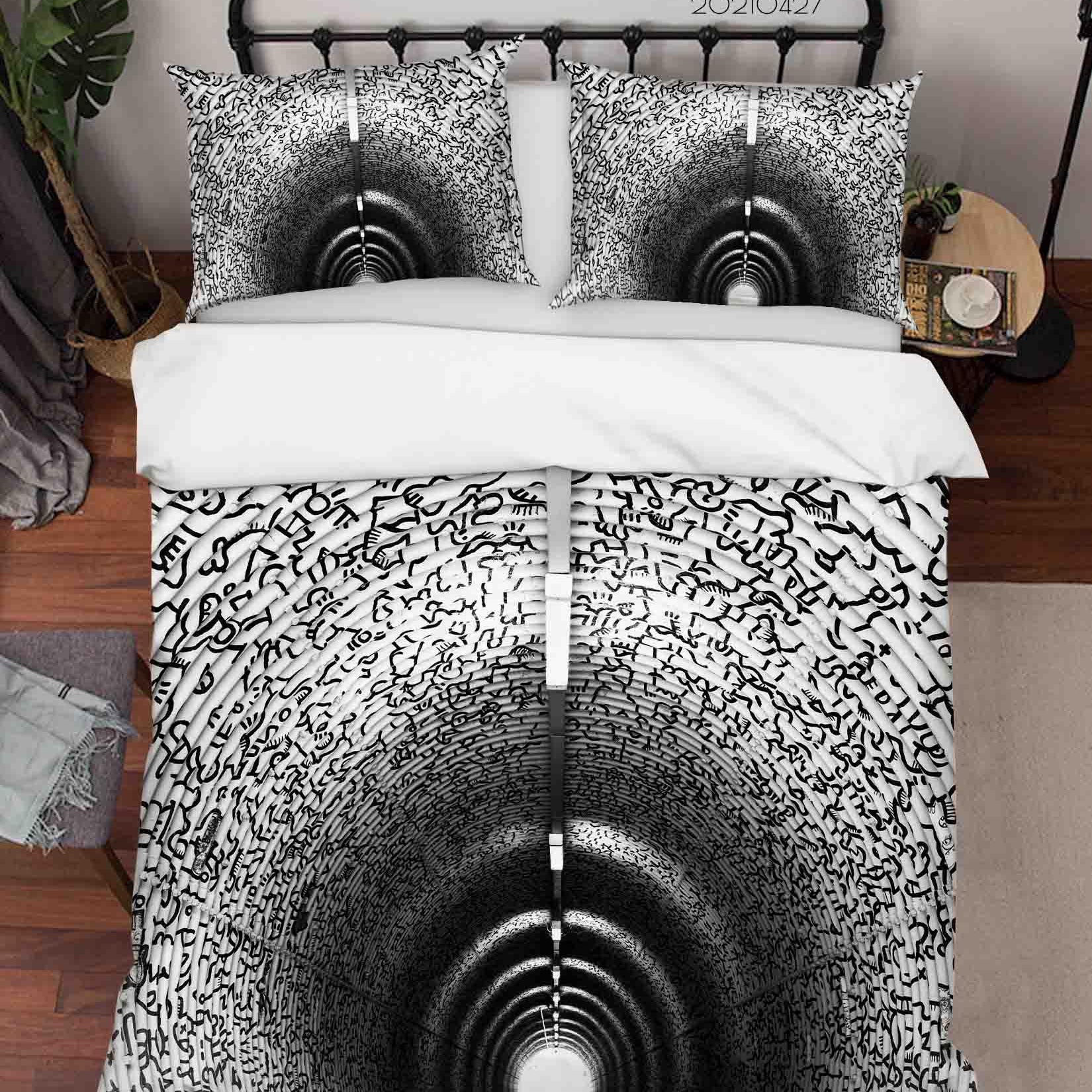 3D Abstract Graffiti Tunnel Quilt Cover Set Bedding Set Duvet Cover Pillowcases 128- Jess Art Decoration