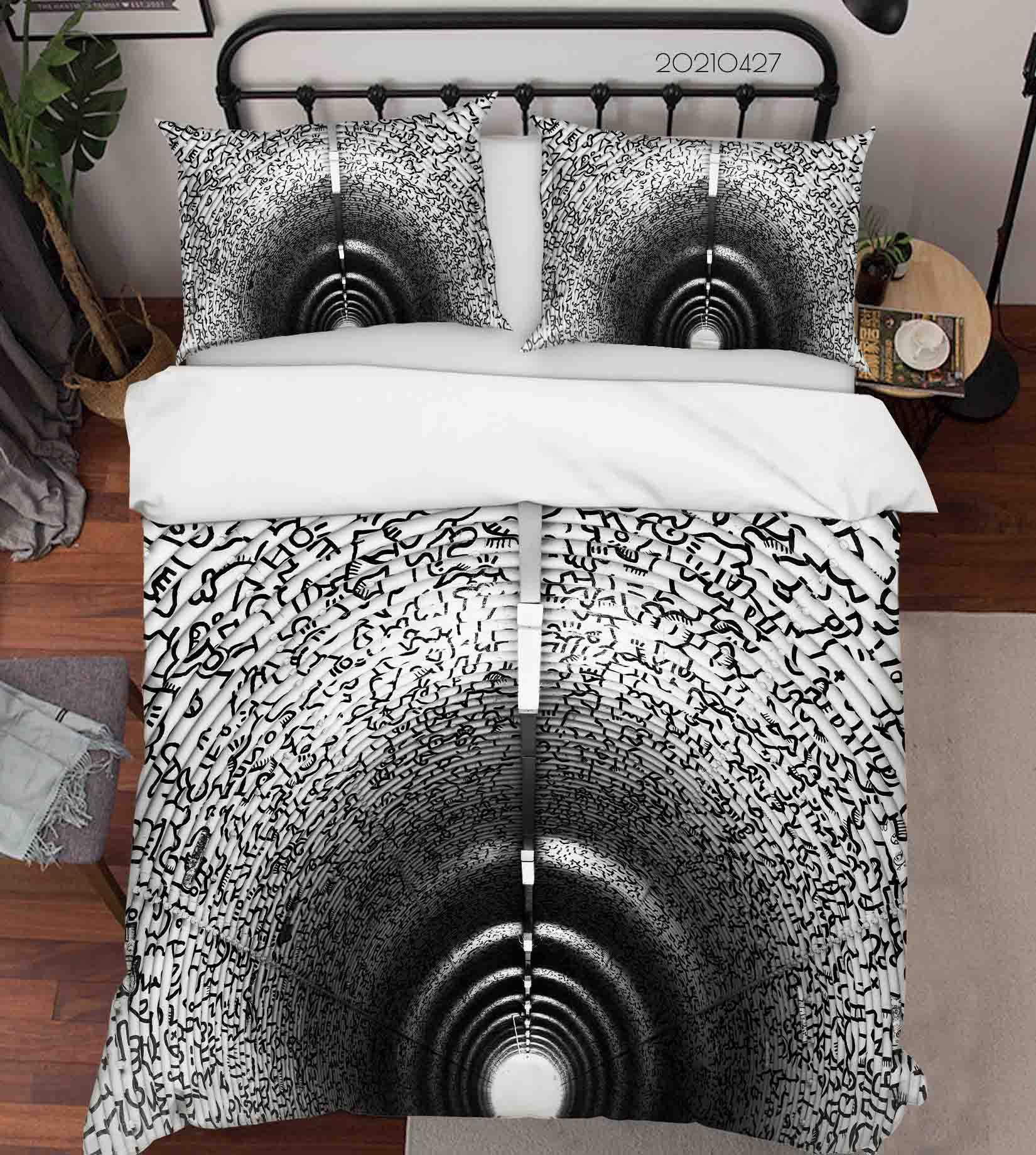 3D Abstract Graffiti Tunnel Quilt Cover Set Bedding Set Duvet Cover Pillowcases 128- Jess Art Decoration