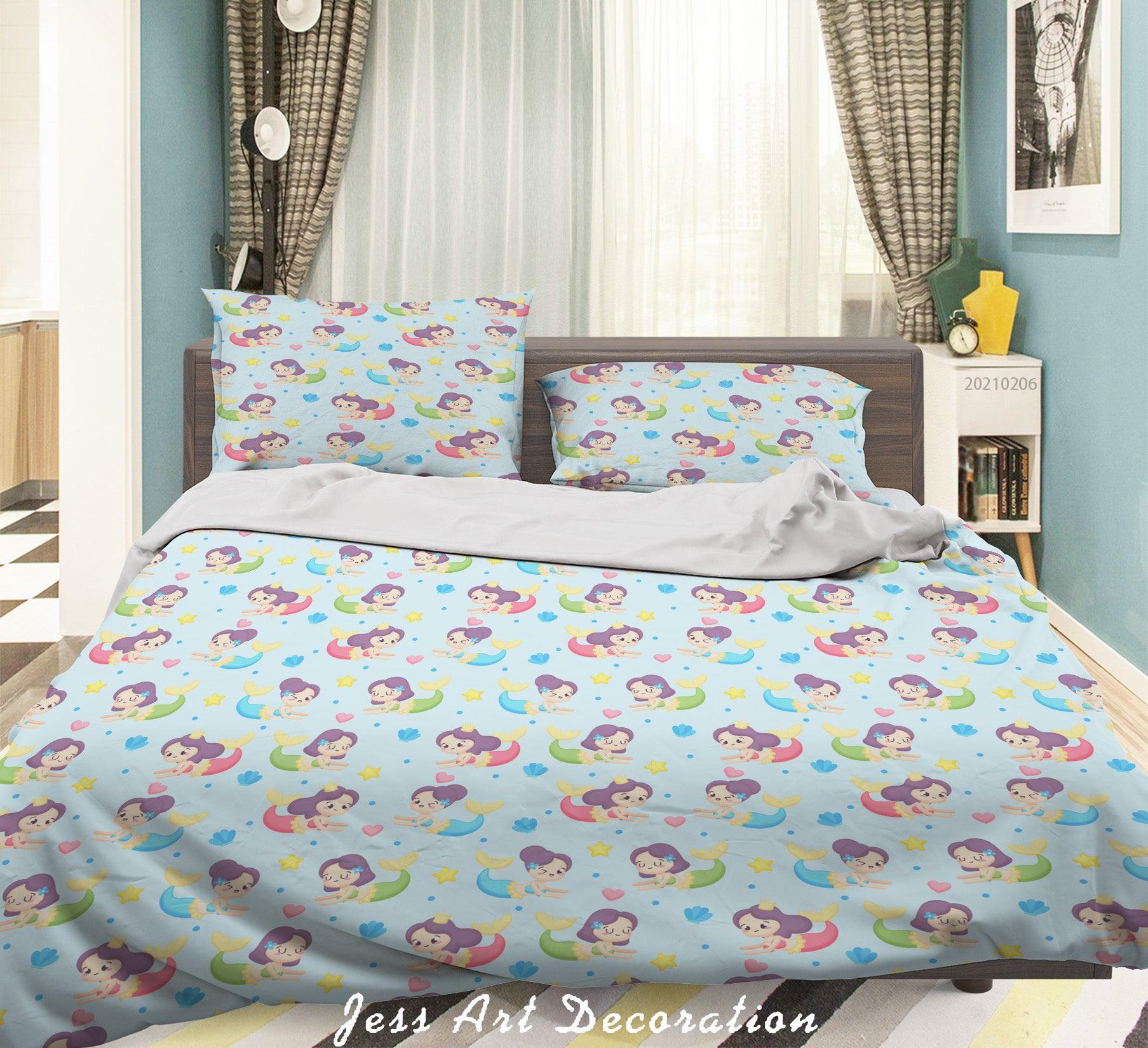 3D Watercolor Mermaid Pattern Quilt Cover Set Bedding Set Duvet Cover Pillowcases 178- Jess Art Decoration