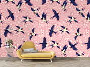 3D Hand Sketching Flying Bird Pink Wall Mural Wallpaper LXL 1478- Jess Art Decoration