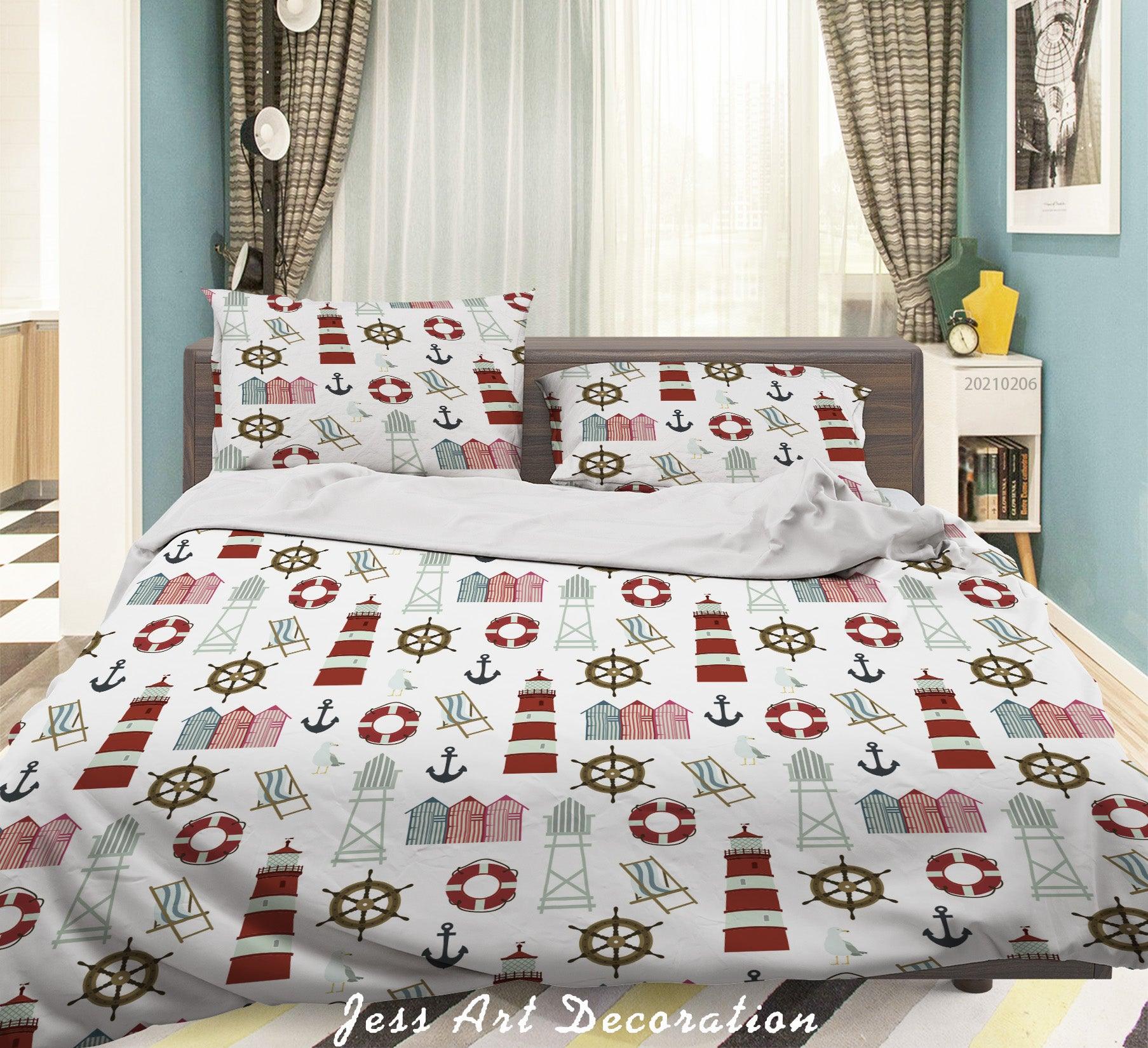3D Hand Drawn Beach Holiday Quilt Cover Set Bedding Set Duvet Cover Pillowcases 109- Jess Art Decoration