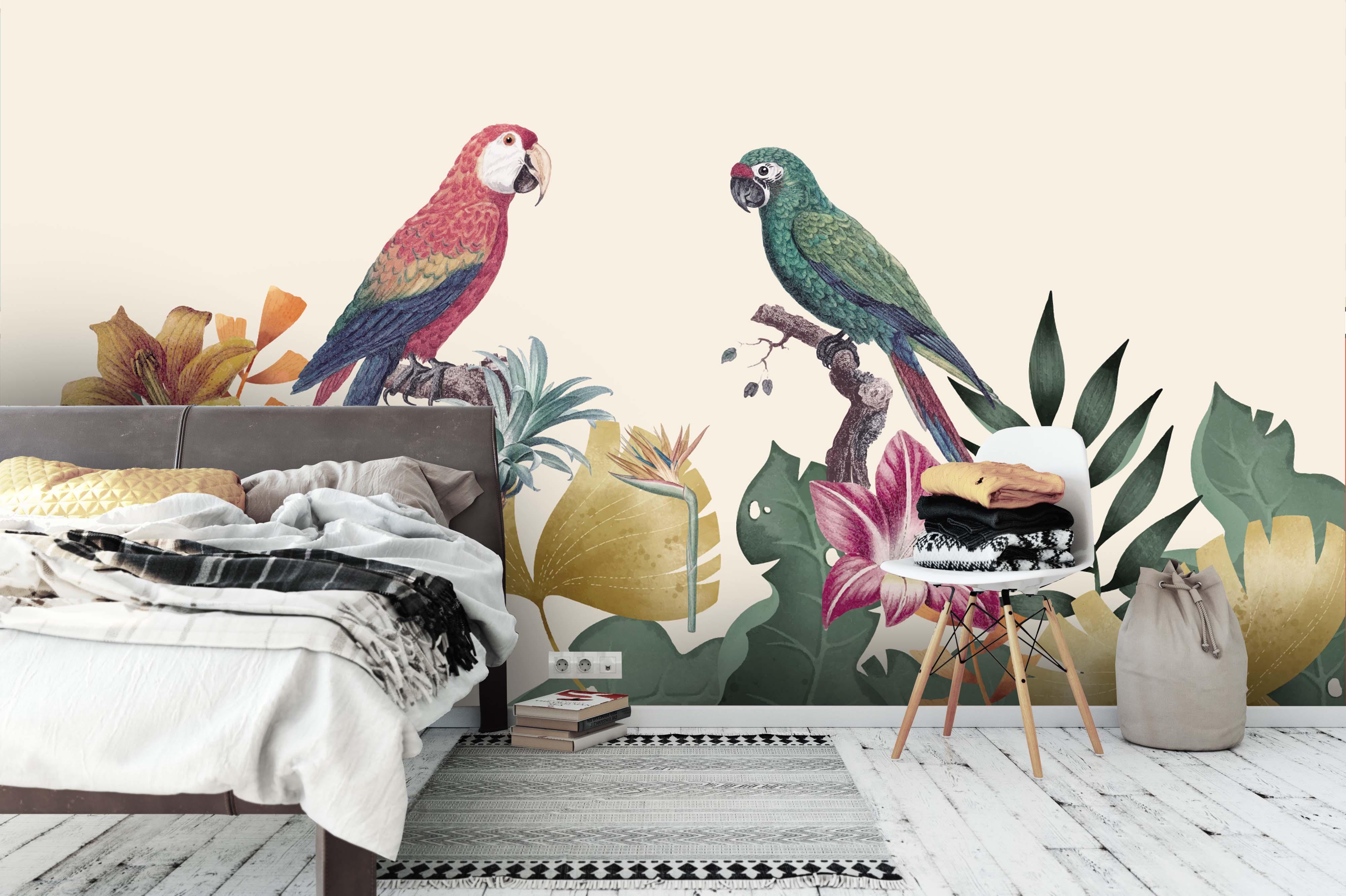 3D Parrot Leaves Wall Mural Wallpaper 41- Jess Art Decoration