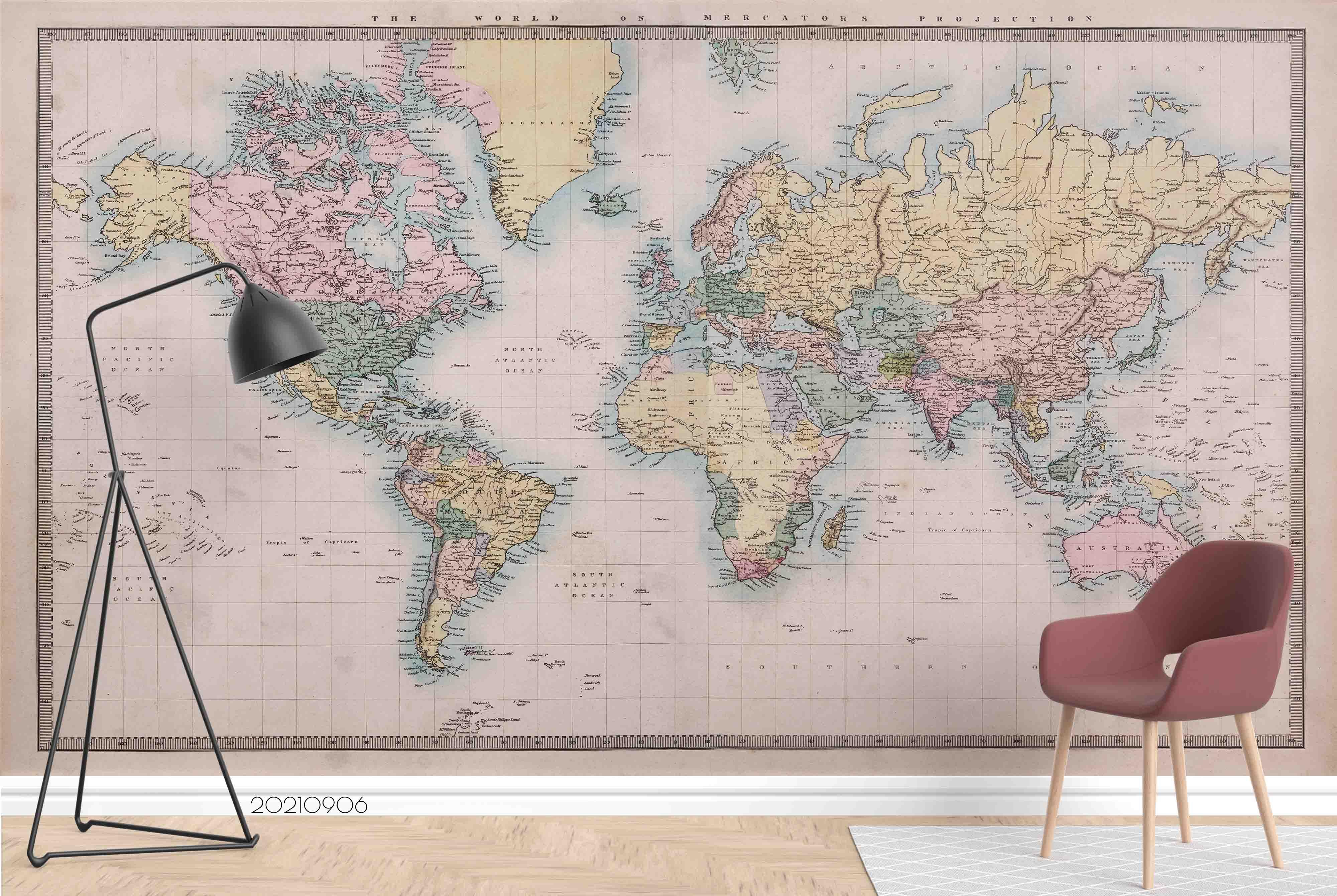 3D World Map Wall Mural Wallpaper LQH 593- Jess Art Decoration