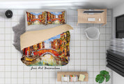 3D Oil Painting City House Bridge Quilt Cover Set Bedding Set Duvet Cover Pillowcases A071 LQH- Jess Art Decoration