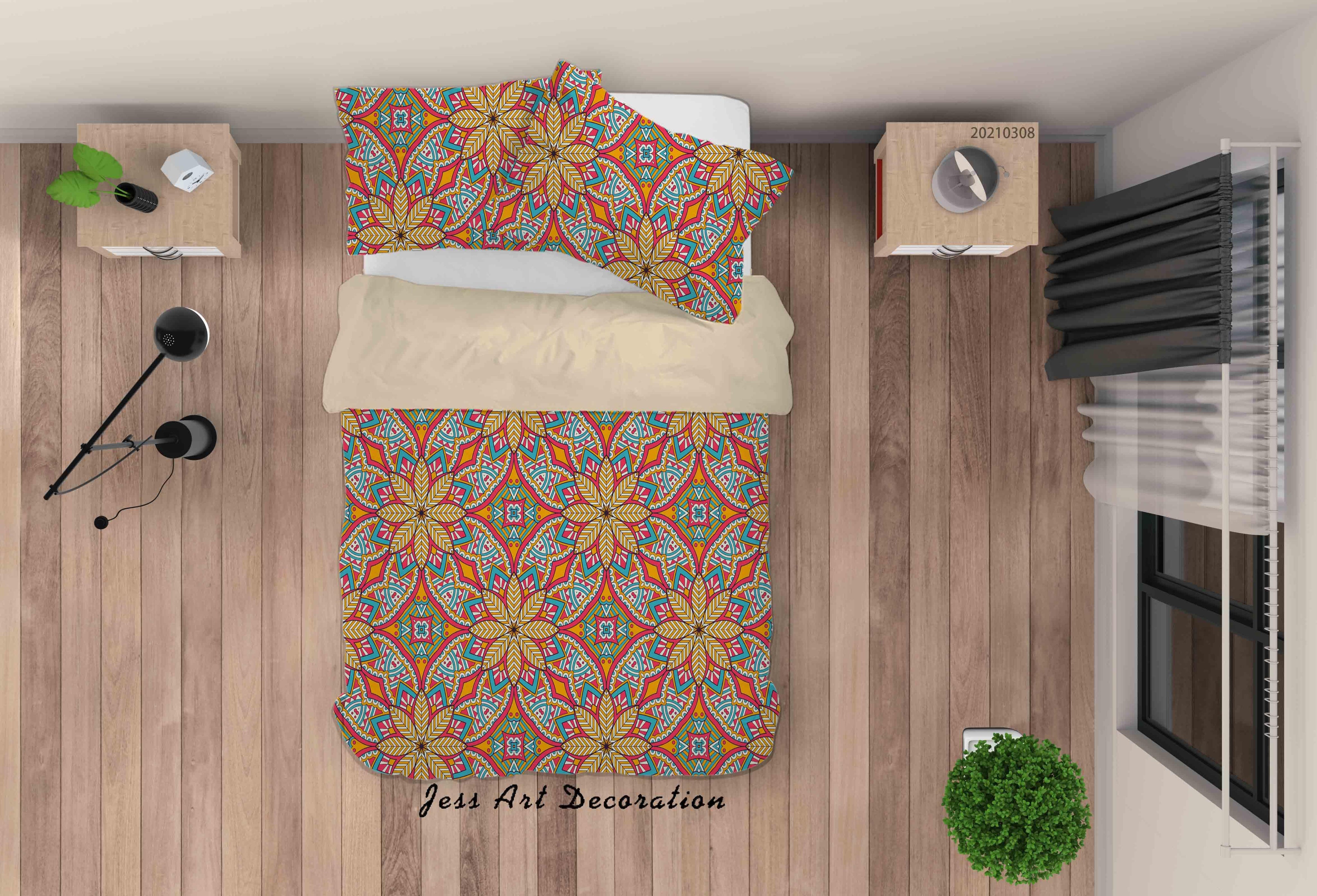 3D Abstract Color Floral Quilt Cover Set Bedding Set Duvet Cover Pillowcases 30- Jess Art Decoration