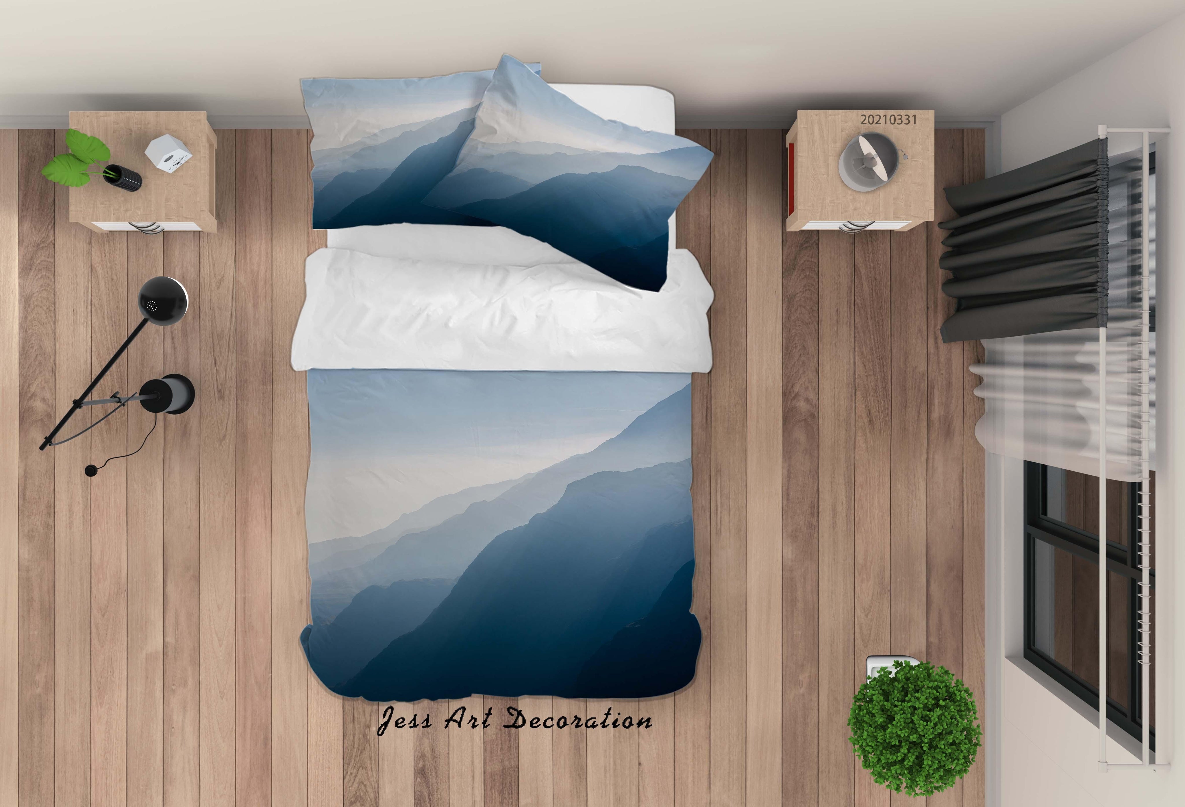 3D Watercolor Mountain Landscape Quilt Cover Set Bedding Set Duvet Cover Pillowcases 261- Jess Art Decoration