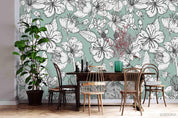 3D Blue Floral Wall Mural Wallpaper SF79- Jess Art Decoration