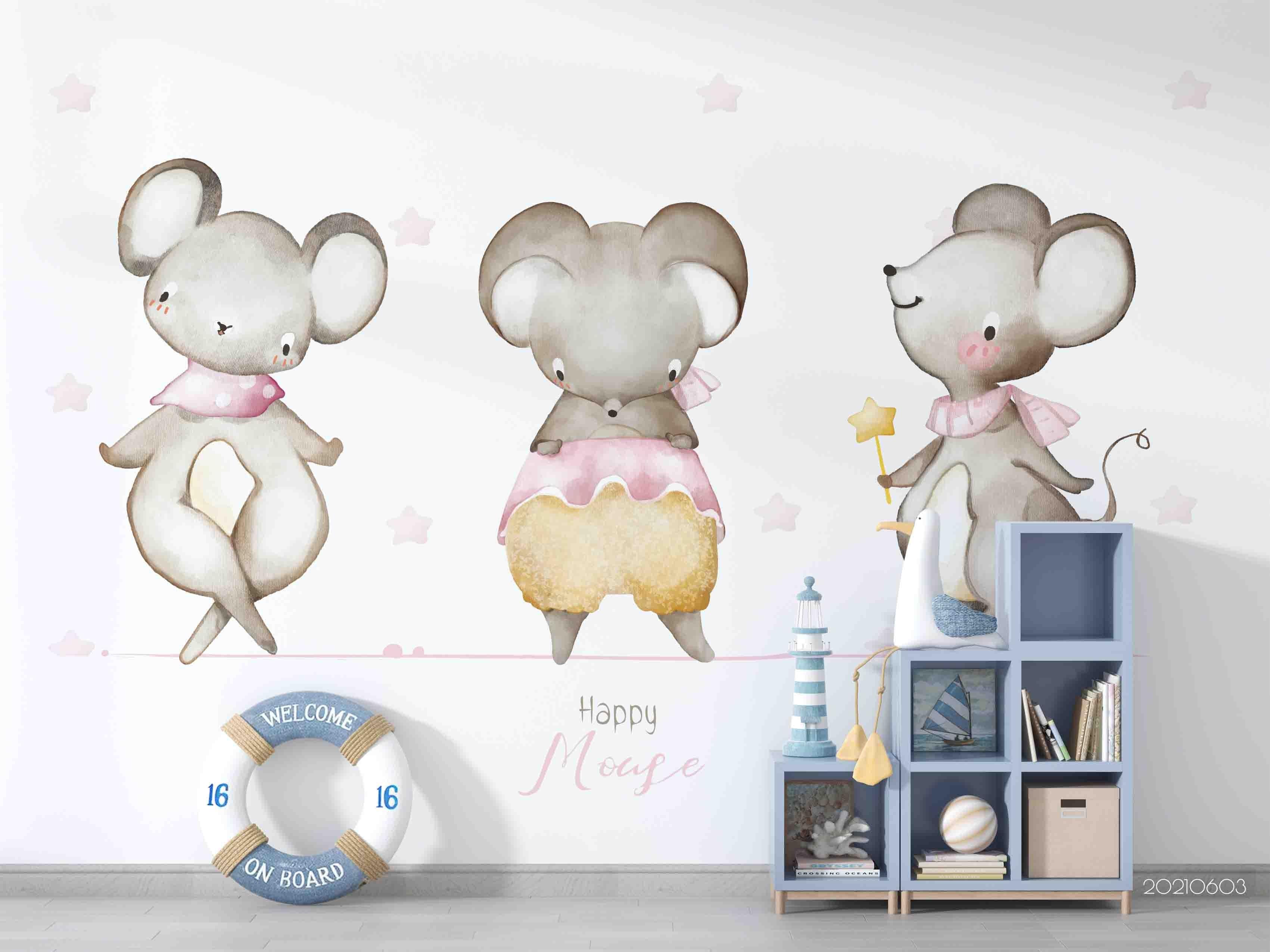 3D  Animal Cartoon Cute Watercolor Wall Mural Wallpaper SWW559- Jess Art Decoration