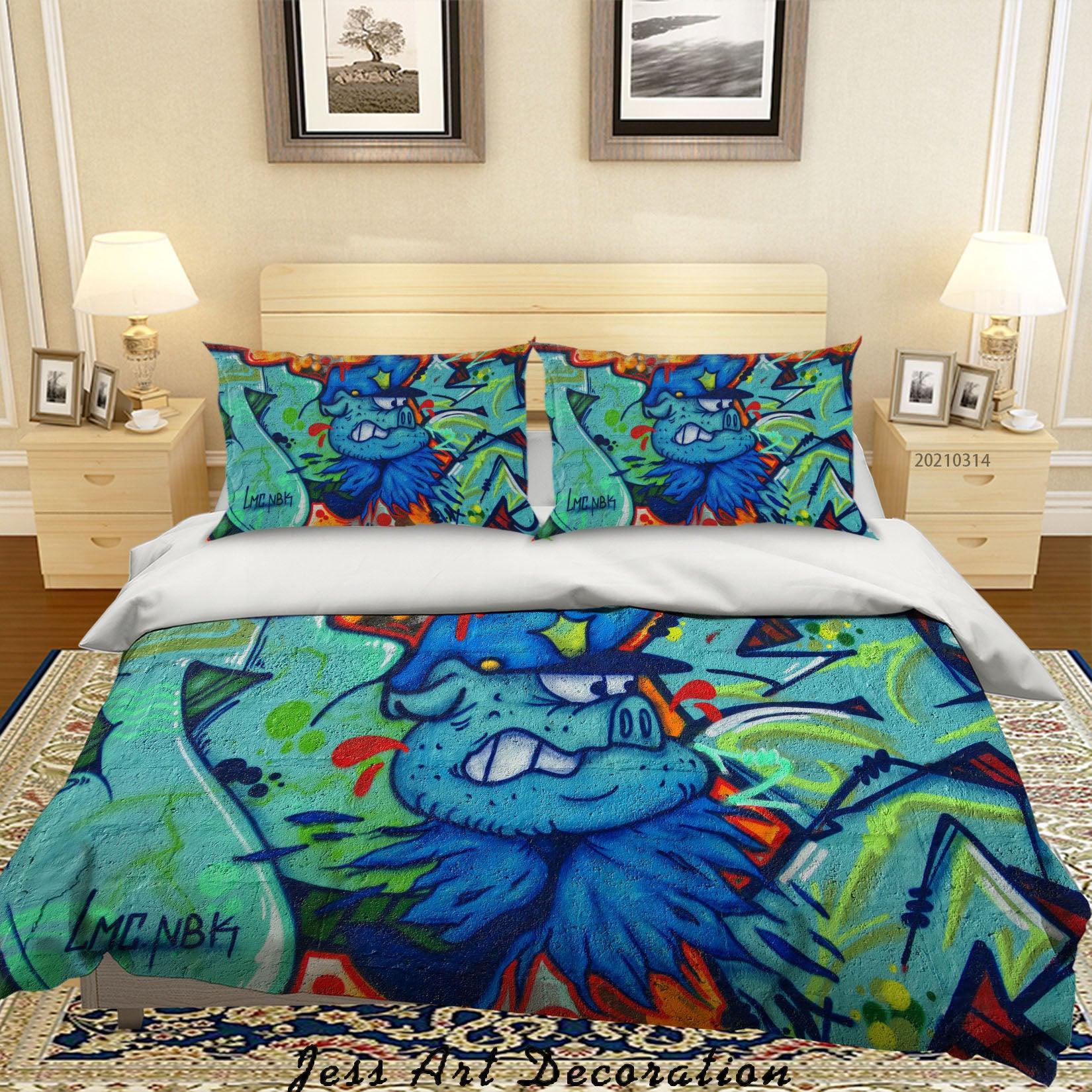 3D Abstract Colored Graffiti Monster Quilt Cover Set Bedding Set Duvet Cover Pillowcases 179- Jess Art Decoration