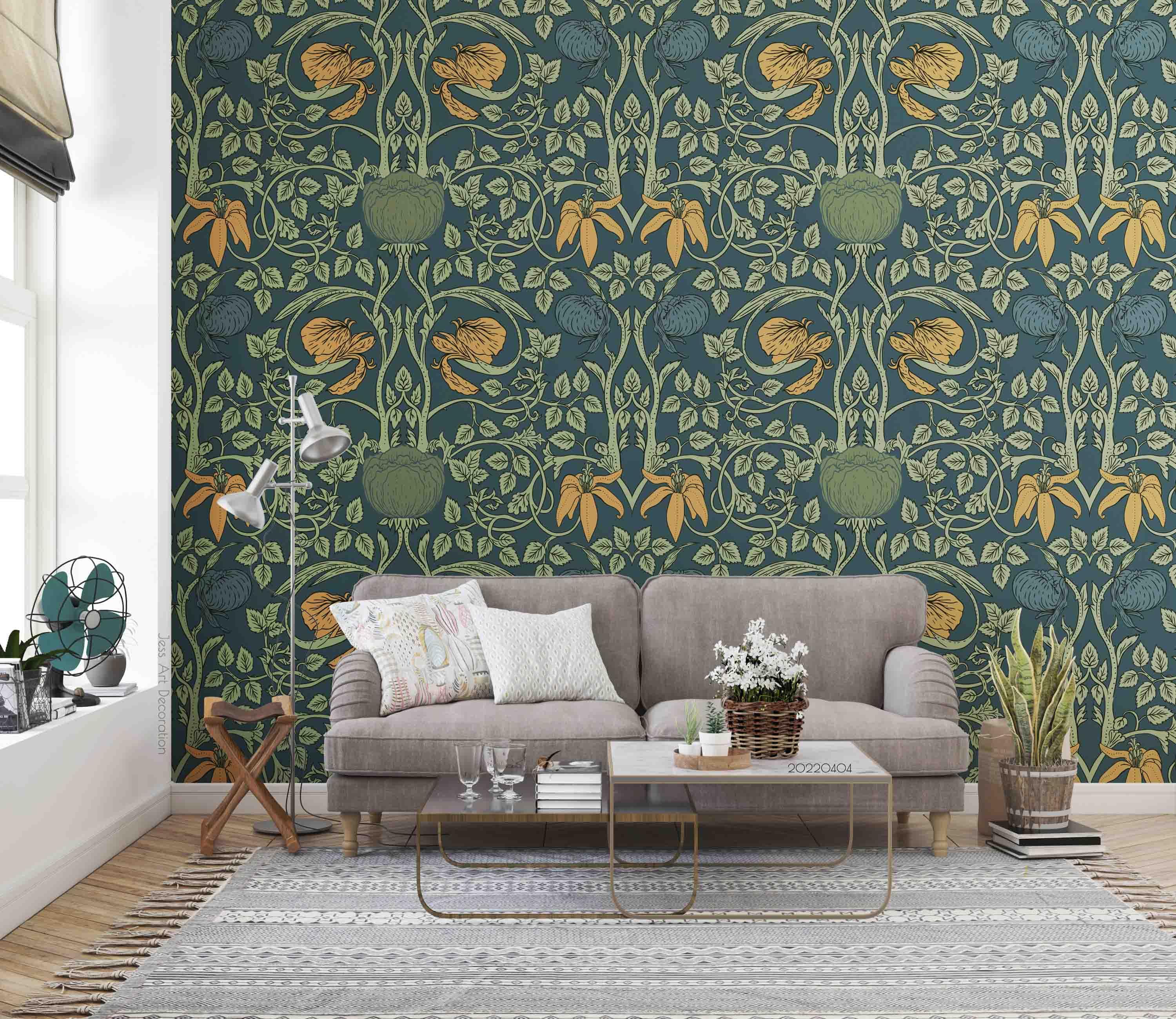 3D Vintage Plants Leaves Floral Pattern Wall Mural Wallpaper GD 4007- Jess Art Decoration