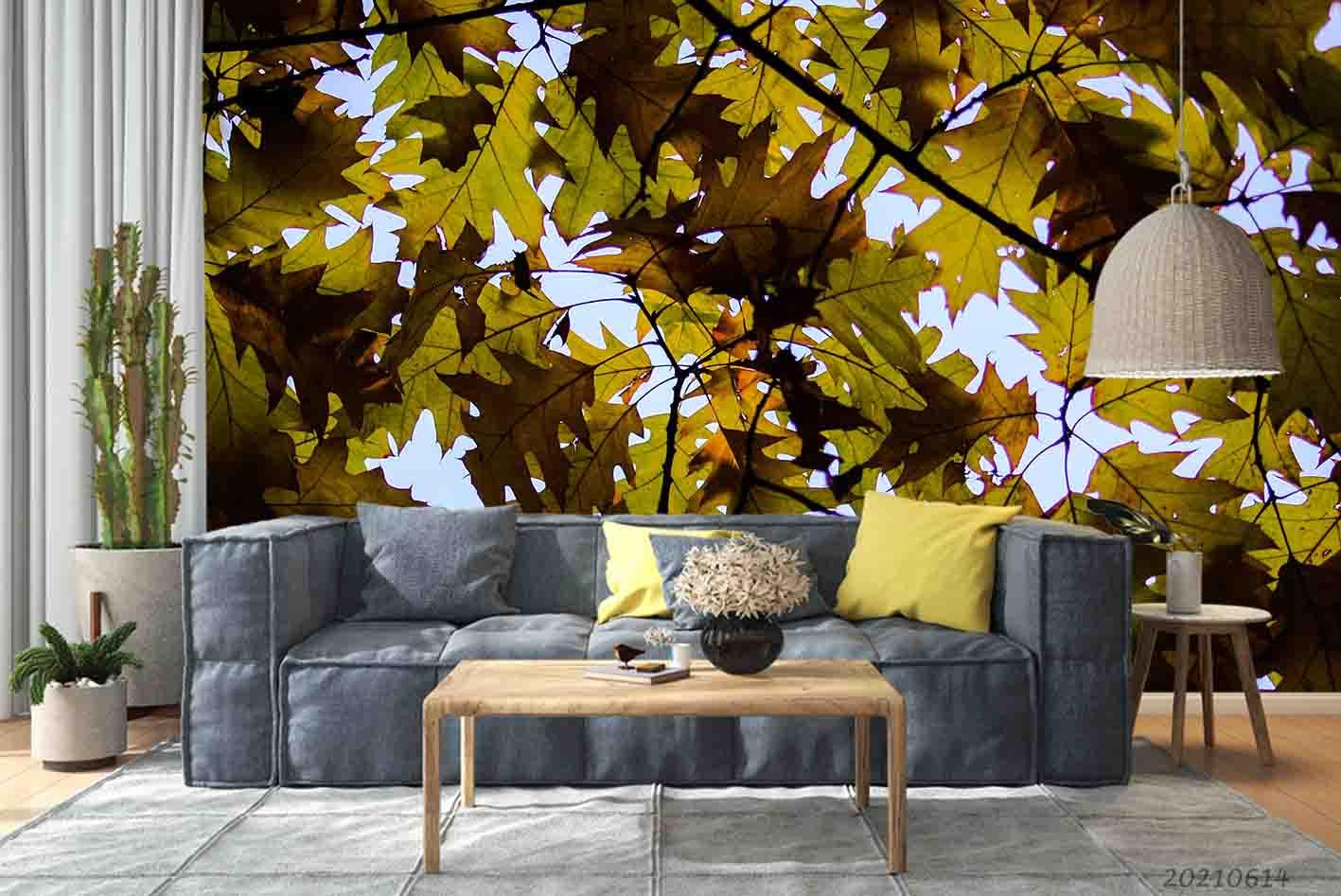 3D Maple Leaf Background Wall Mural Wallpaper SWW2402- Jess Art Decoration