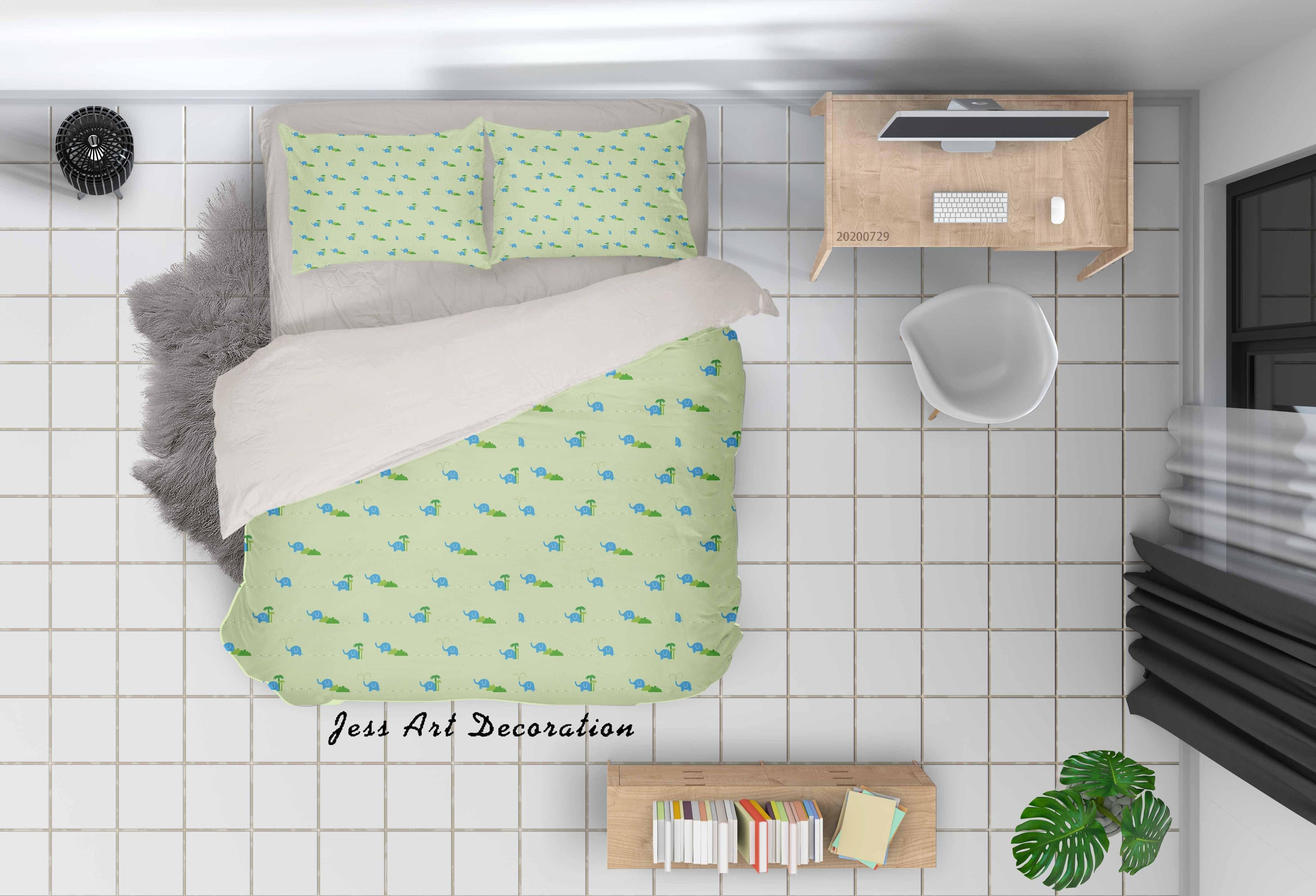 3D Green Floral Pattern Quilt Cover Set Bedding Set Duvet Cover Pillowcases LXL 172- Jess Art Decoration