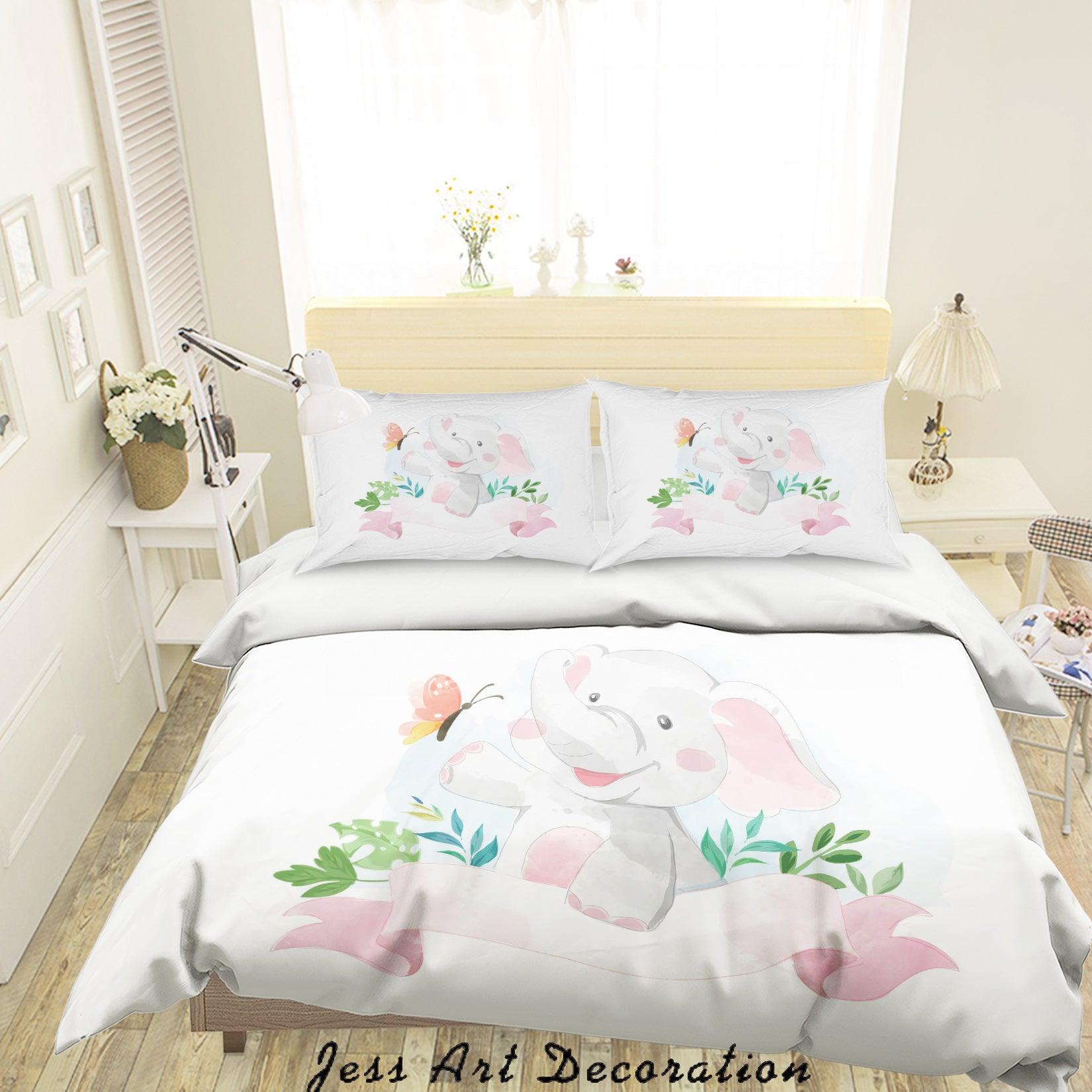 3D White Elephant Quilt Cover Set Bedding Set Duvet Cover Pillowcases SF28- Jess Art Decoration