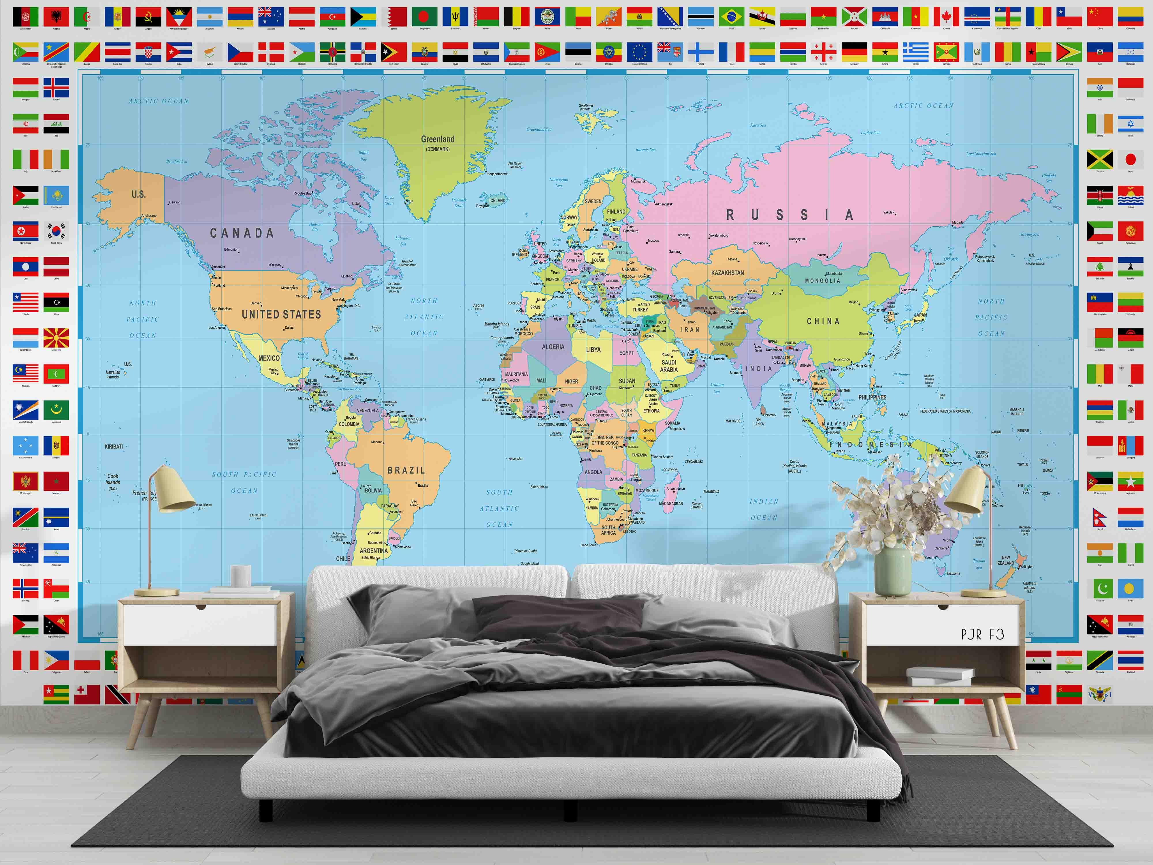 3D Country World Map Wall Mural Wallpaper LXL 667- Jess Art Decoration
