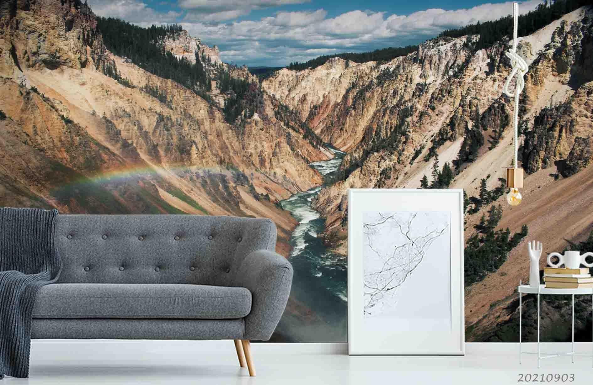 3D Cloud Mountain River Sky Wall Mural Wallpaper LQH 101- Jess Art Decoration