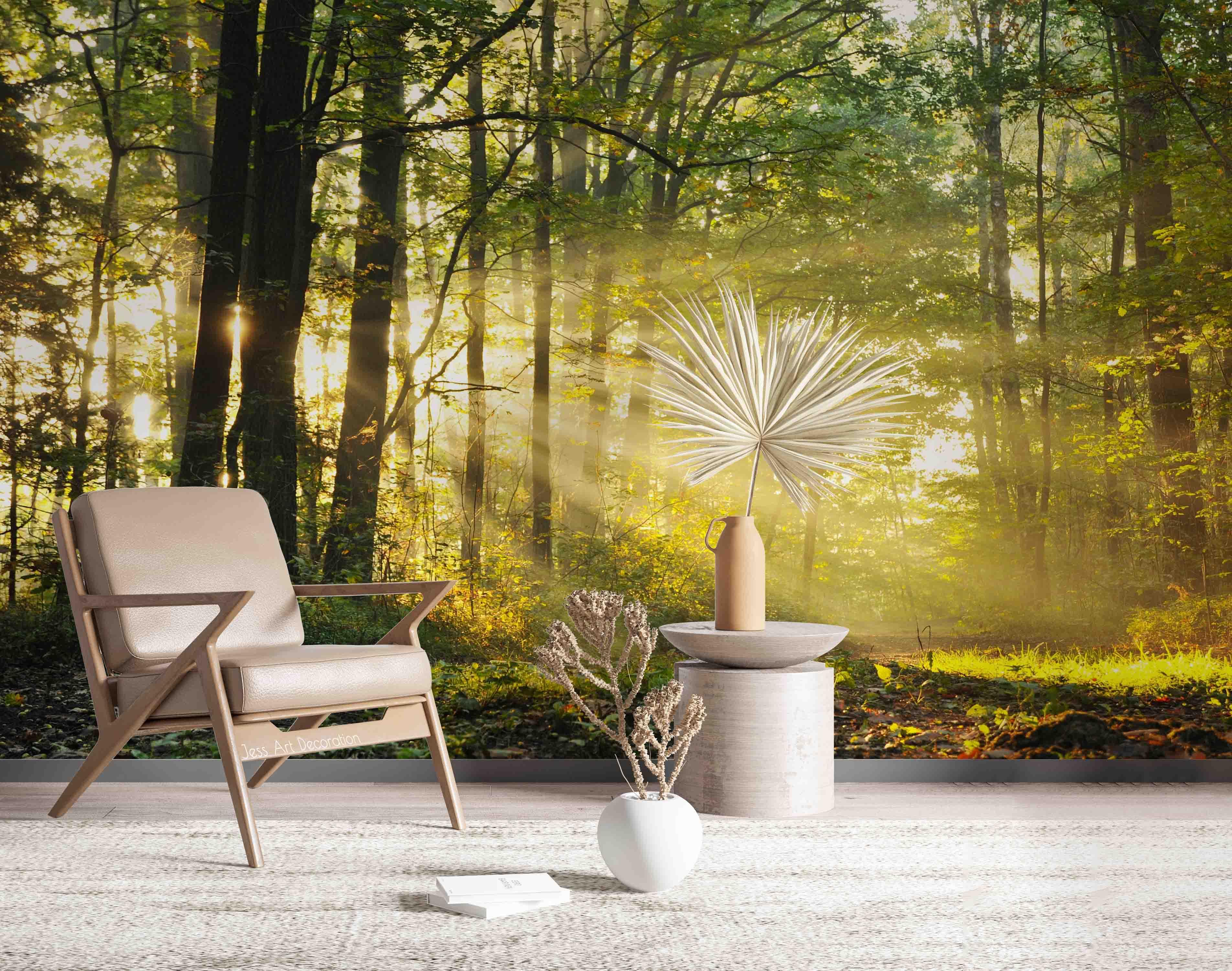 3D Plant Jungle Sunshine Green Landscape Wall Mural Wallpaper LLL 1958- Jess Art Decoration
