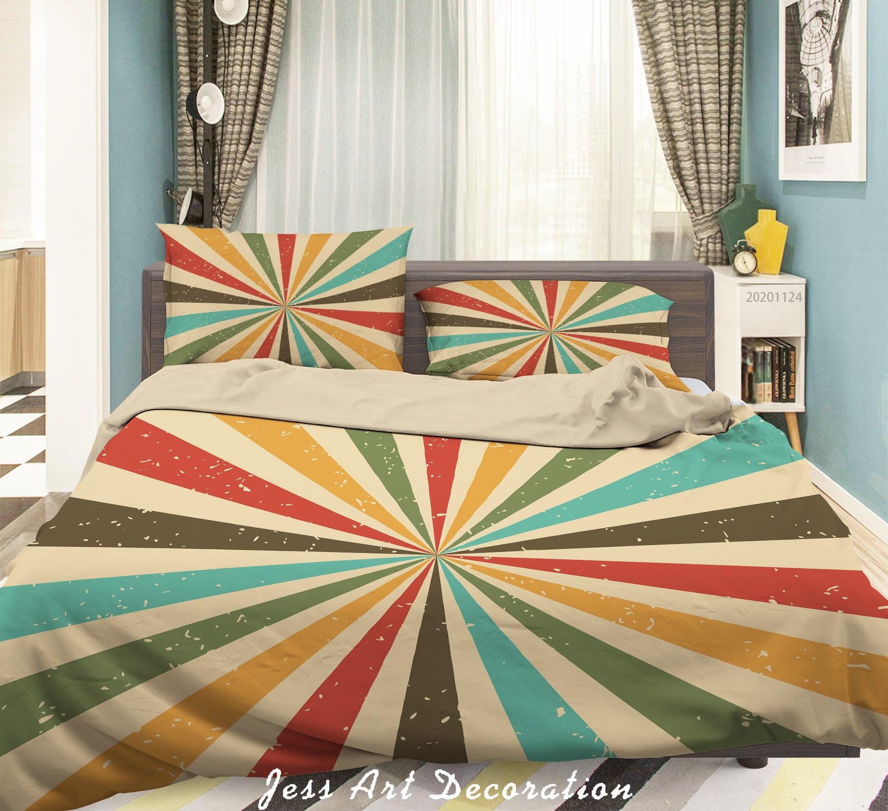 3D Abstract Colorful Radial Quilt Cover Set Bedding Set Duvet Cover Pillowcases LXL- Jess Art Decoration