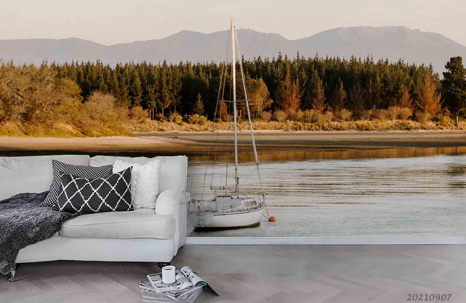 3D Mountain Forest Lake Landscape Wall Mural Wallpaper LQH 20- Jess Art Decoration