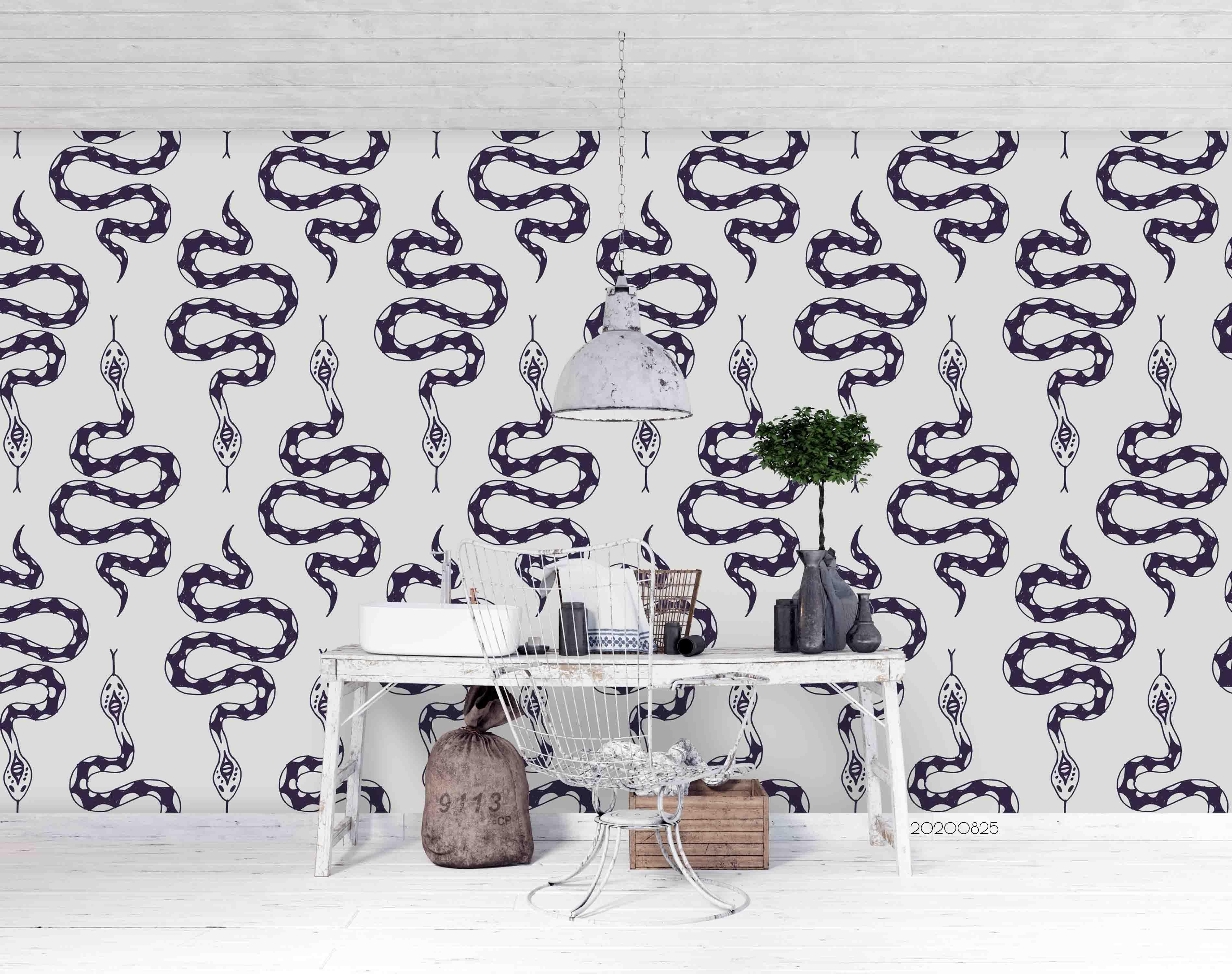 3D Hand Drawn Animal Snake Wall Mural Wallpaper LQH 38- Jess Art Decoration