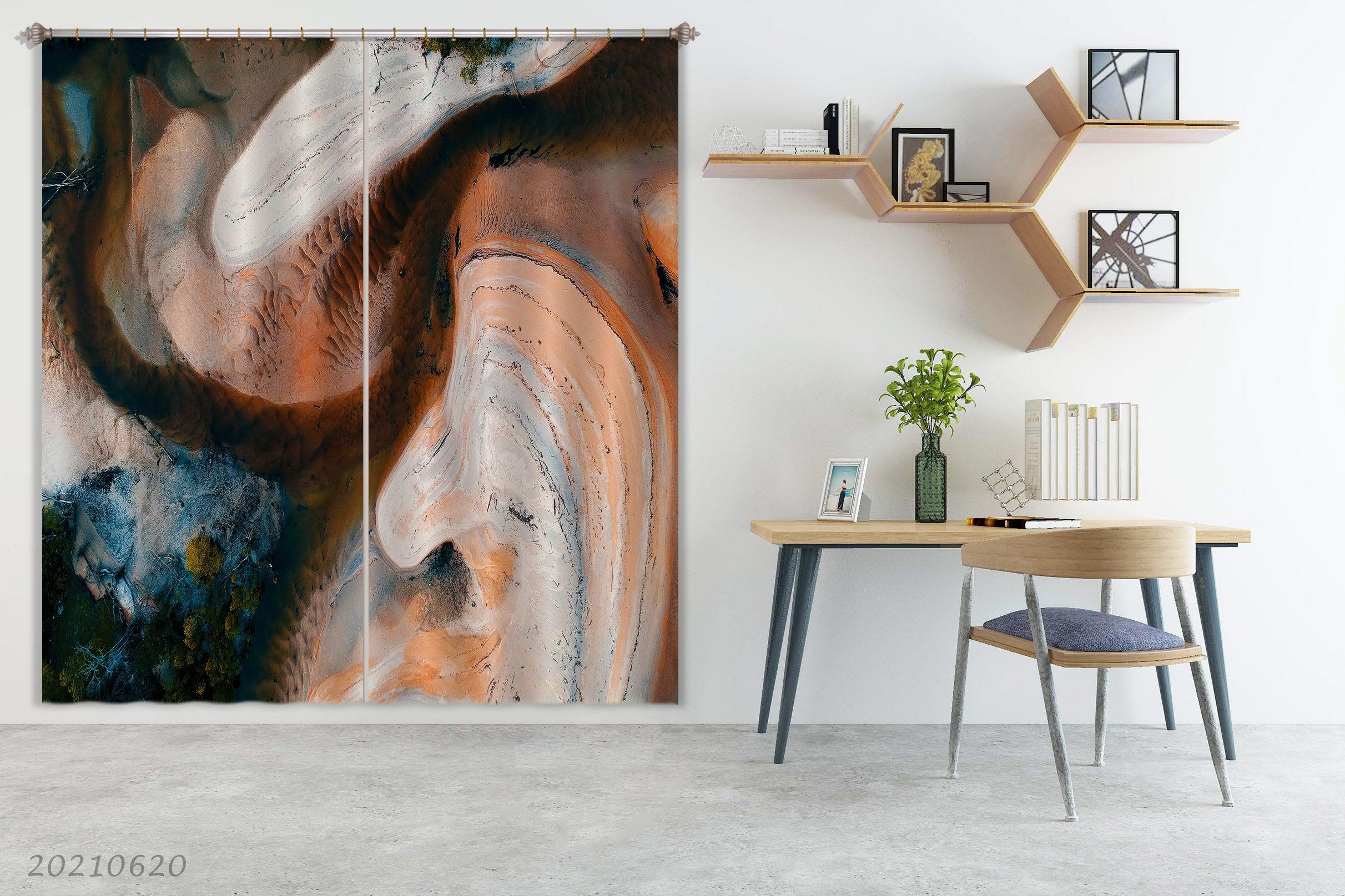 3D Abstract Aerial View Mountains Scenery Curtains and Drapes GD 757- Jess Art Decoration