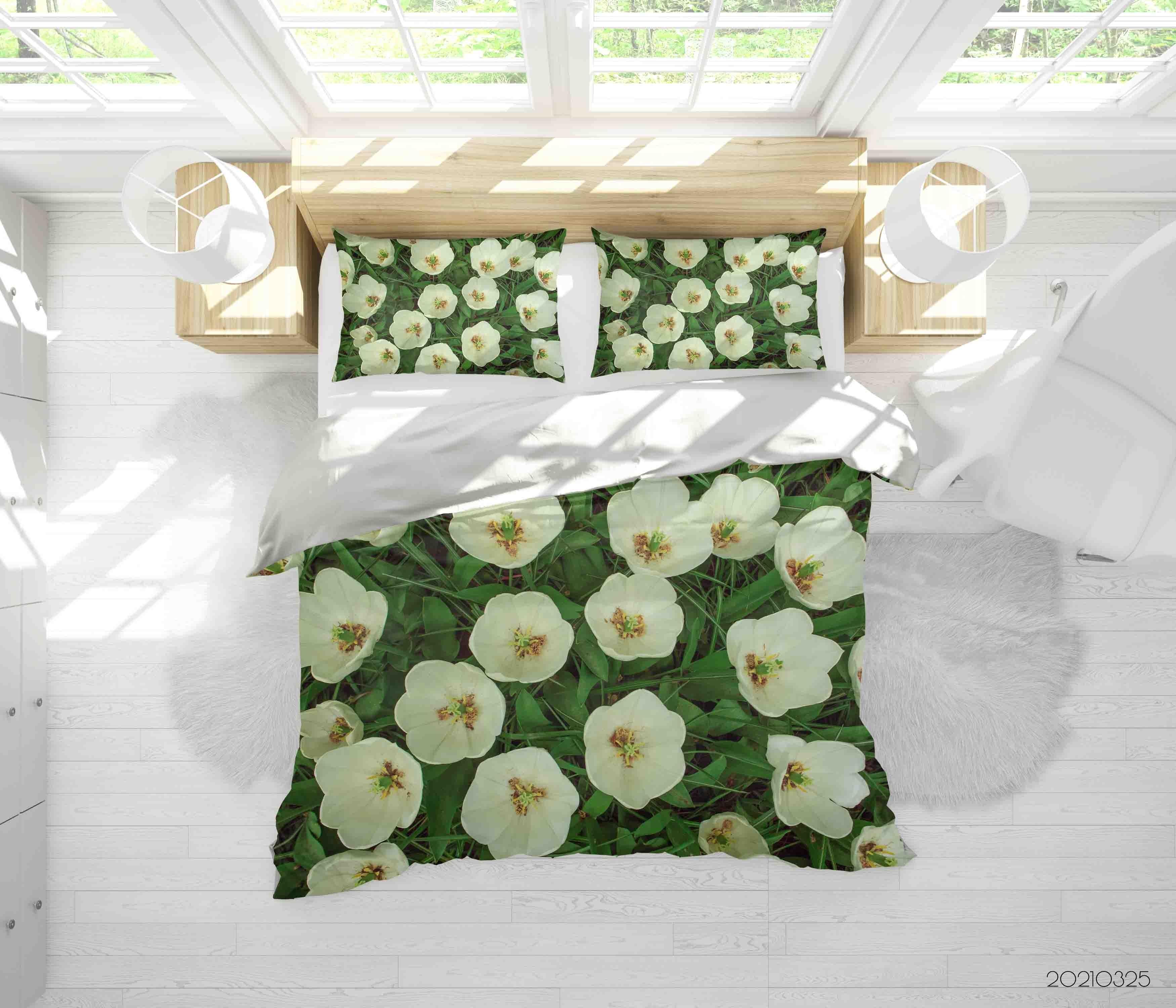 3D White Floral Quilt Cover Set Bedding Set Duvet Cover Pillowcases 294- Jess Art Decoration