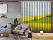 3D Yellow Rape Flower Field Tree Green Meadow Curtains and Drapes GD 1485- Jess Art Decoration