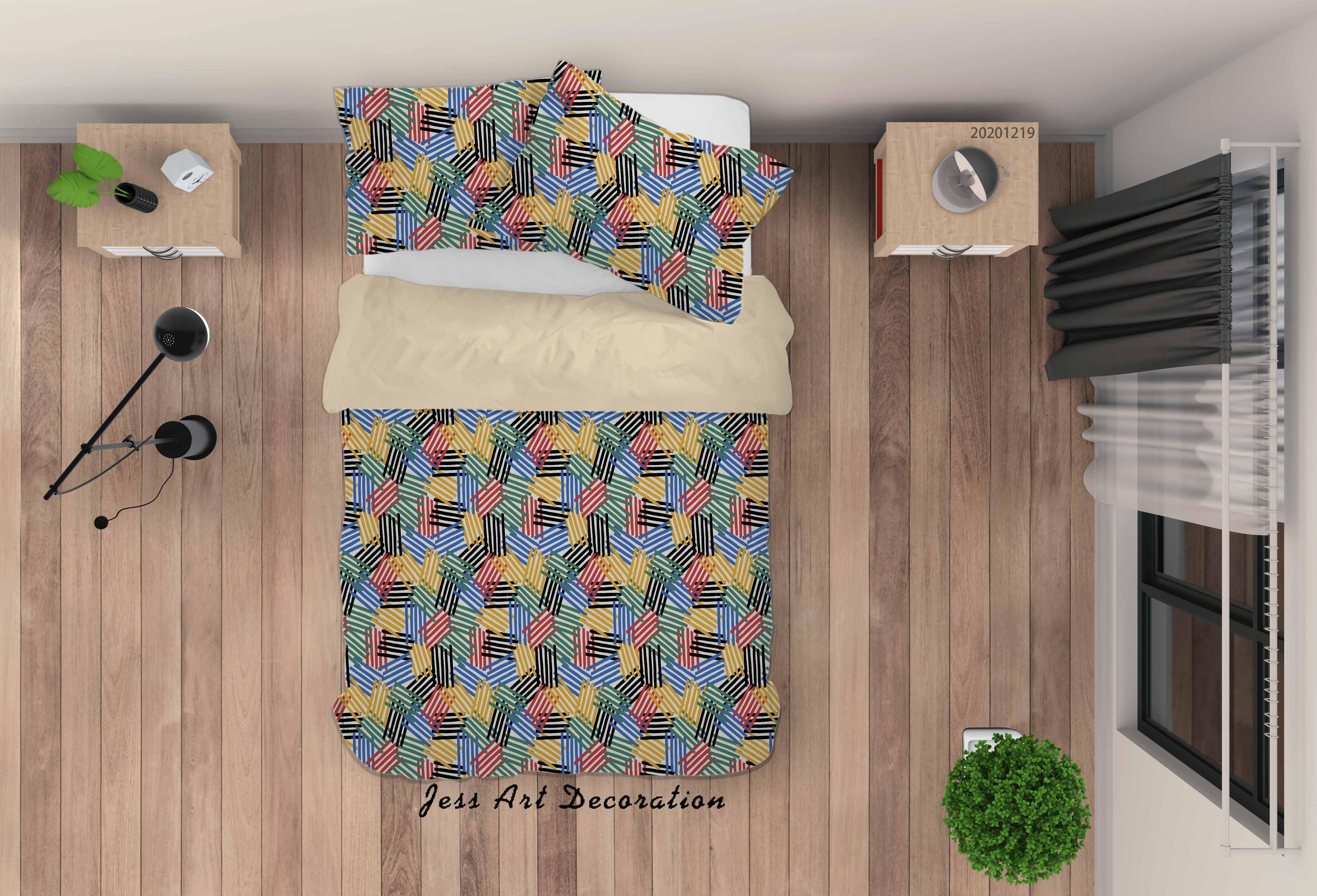 3D Abstract Colorful Geometric Pattern Quilt Cover Set Bedding Set Duvet Cover Pillowcases 73- Jess Art Decoration