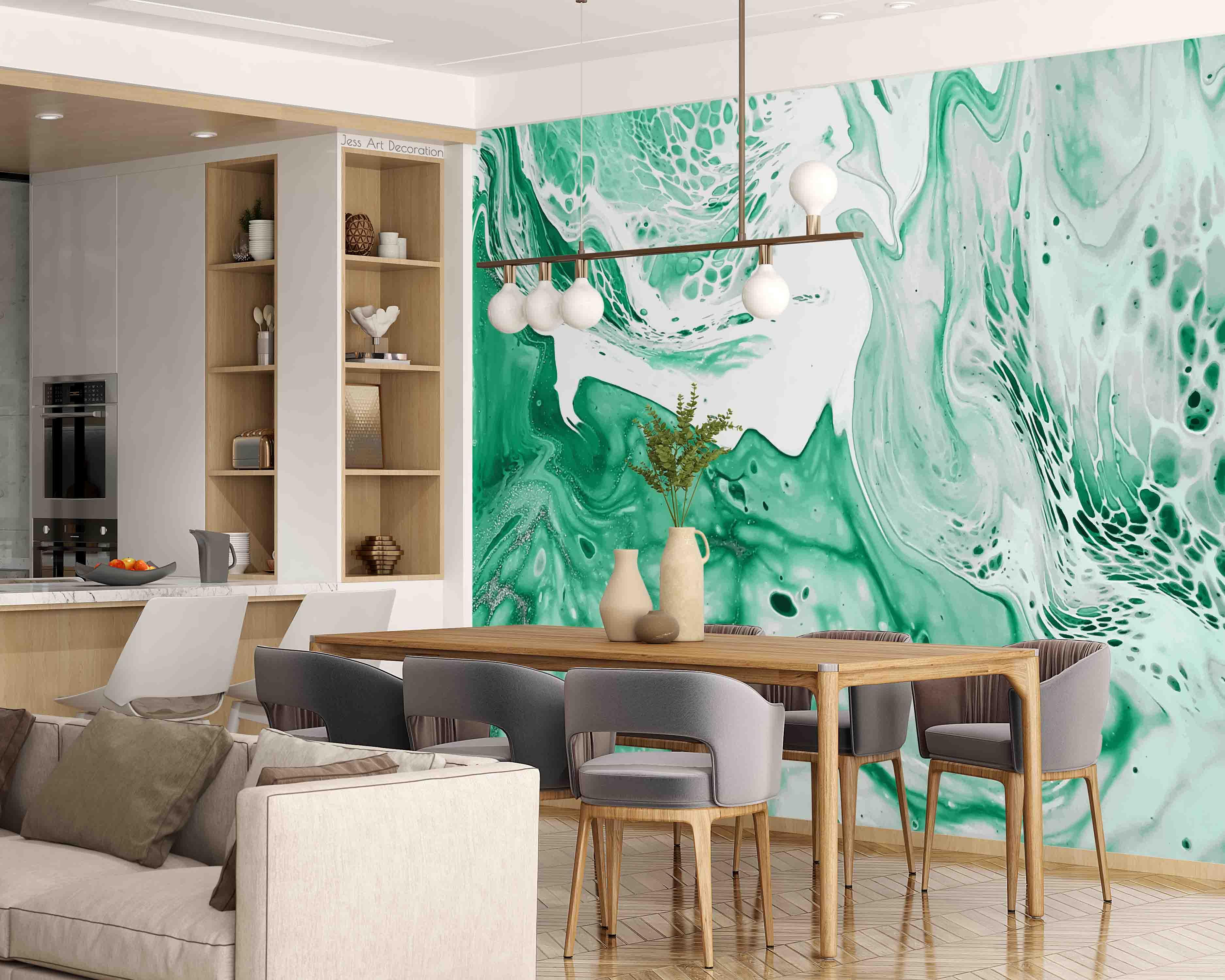3D Green White Marble Texture Wall Mural Wallpaper GD 2889- Jess Art Decoration