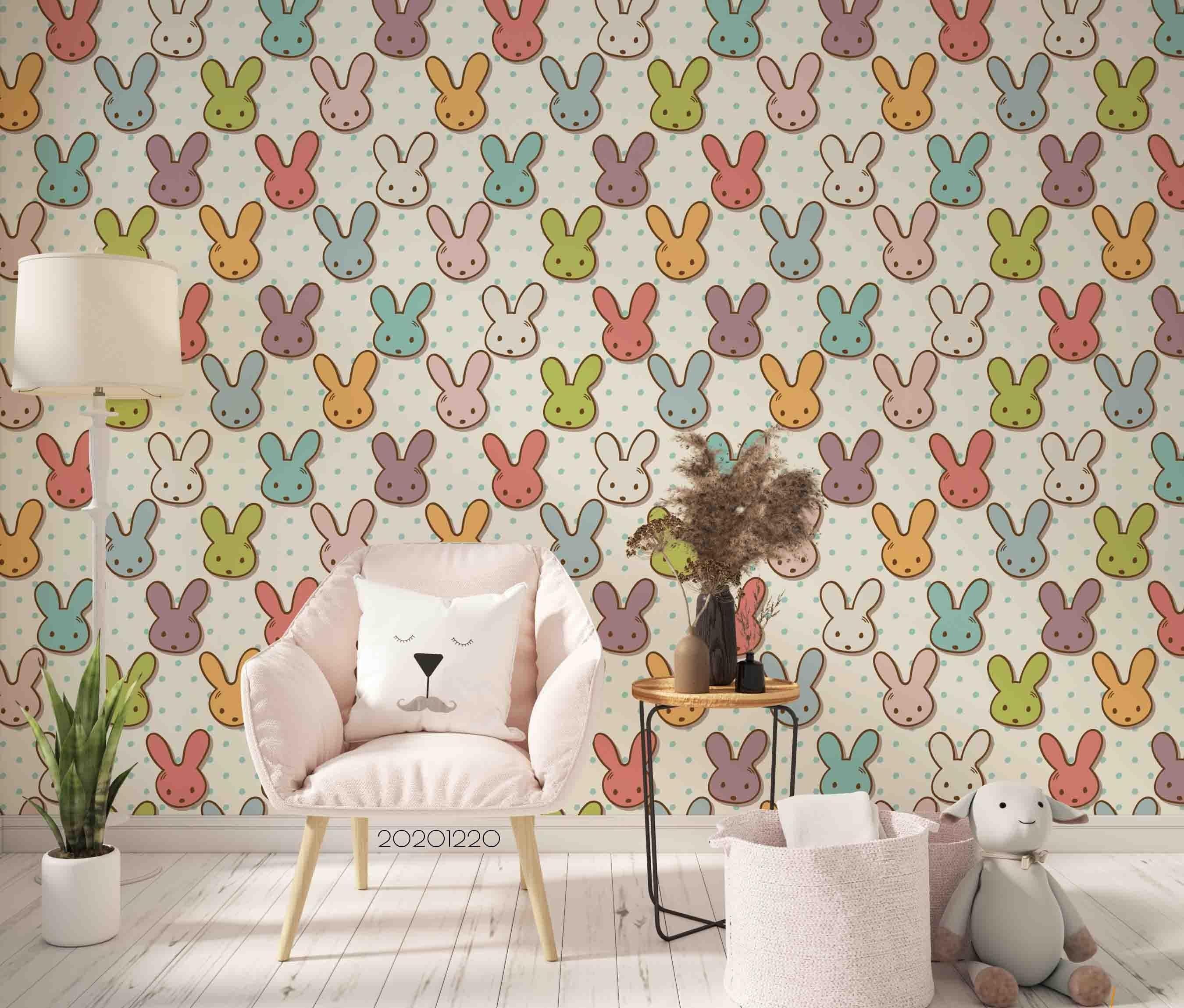 3D Hand Drawn Animal Rabbit Wall Mural Wallpaper LQH 125- Jess Art Decoration