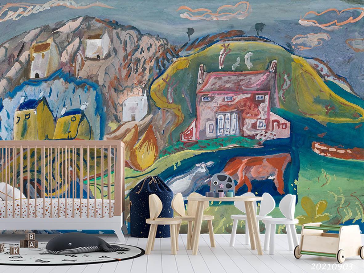 3D Hand Drawn Castle Building Wall Mural Wallpaper LQH 118- Jess Art Decoration