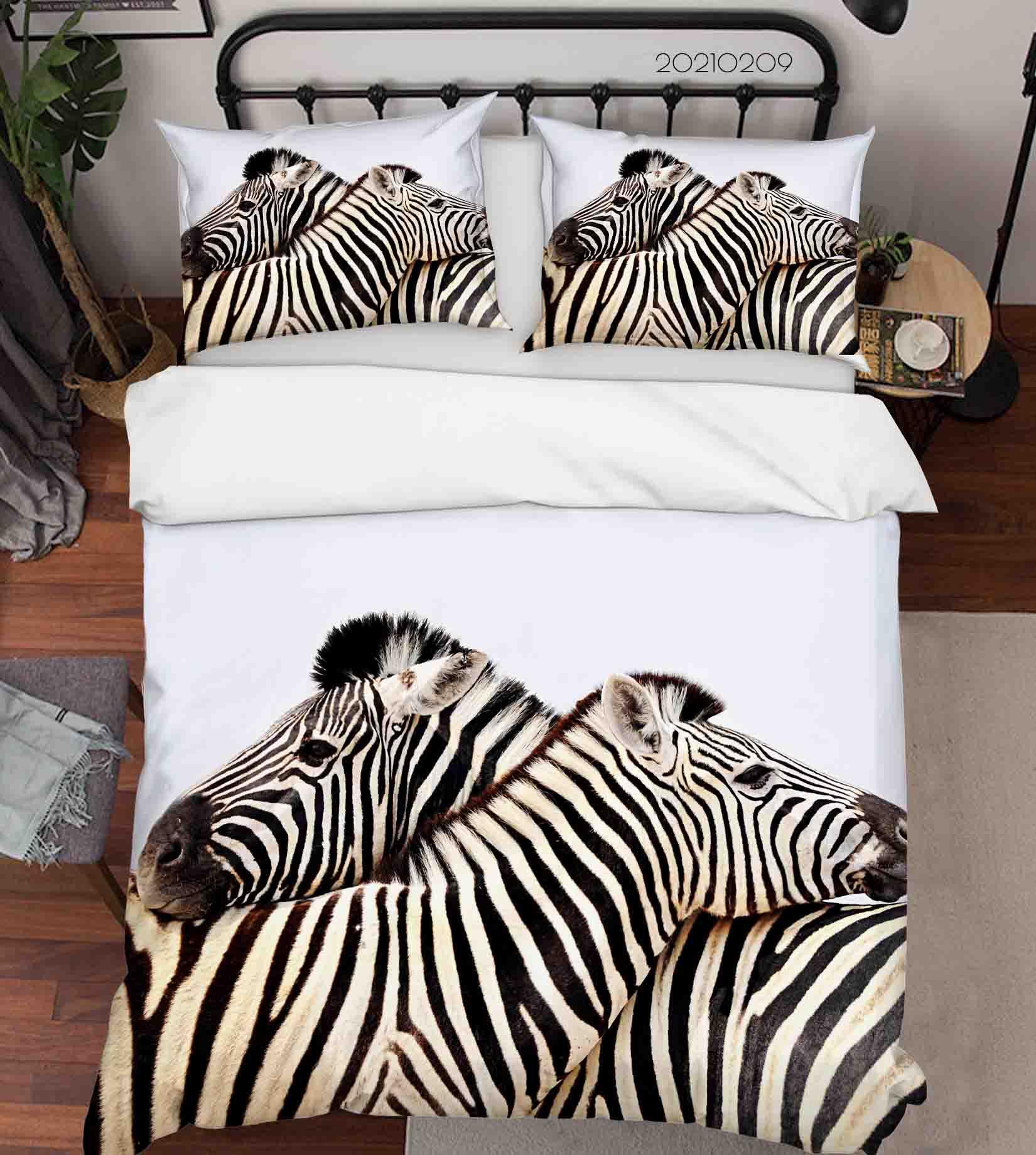 3D Wild Animal Zebra Quilt Cover Set Bedding Set Duvet Cover Pillowcases 221- Jess Art Decoration