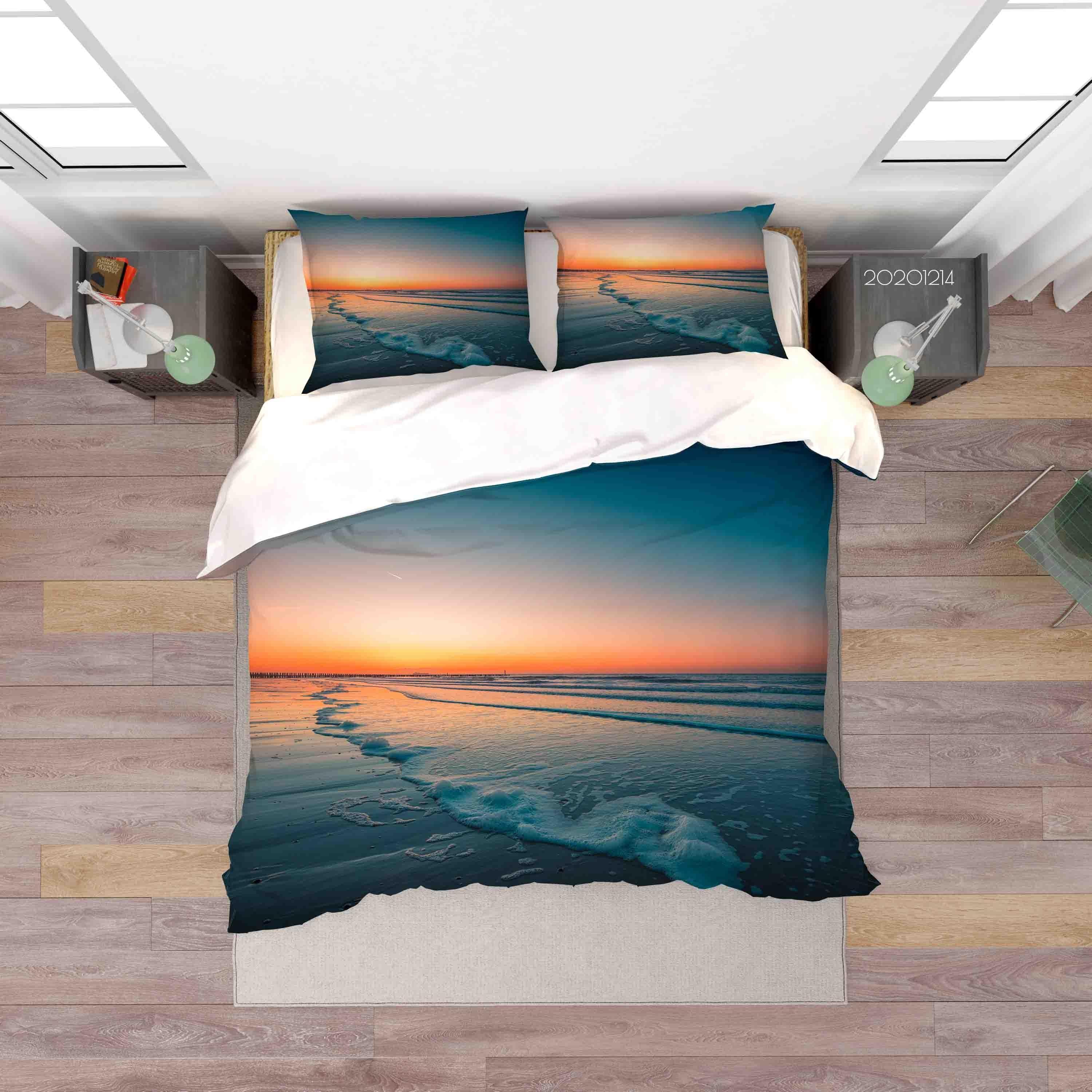 3D Landscape Sunset Beach Ocean Quilt Cover Set Bedding Set Duvet Cover Pillowcases LXL- Jess Art Decoration